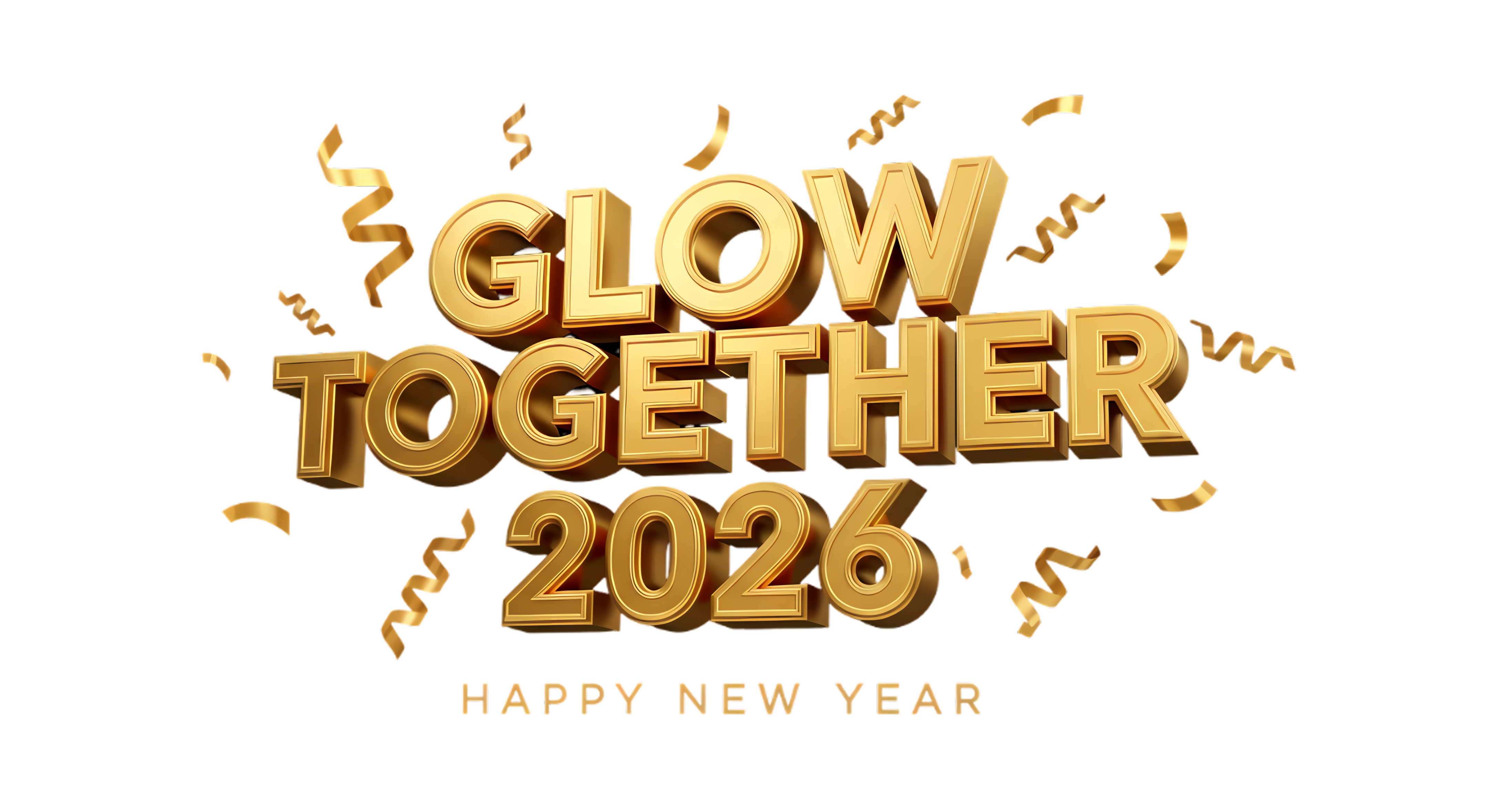glow together happy new year 2026 3d typography