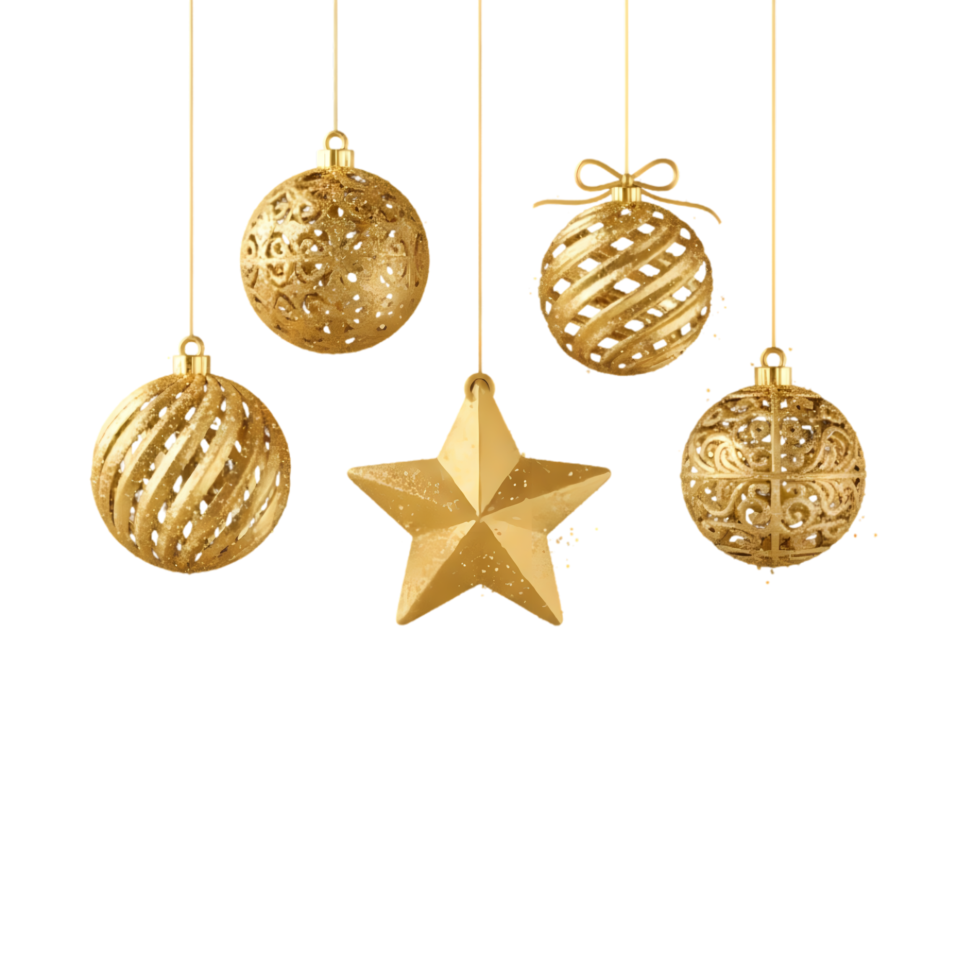 gold glitter hanging christmas elements