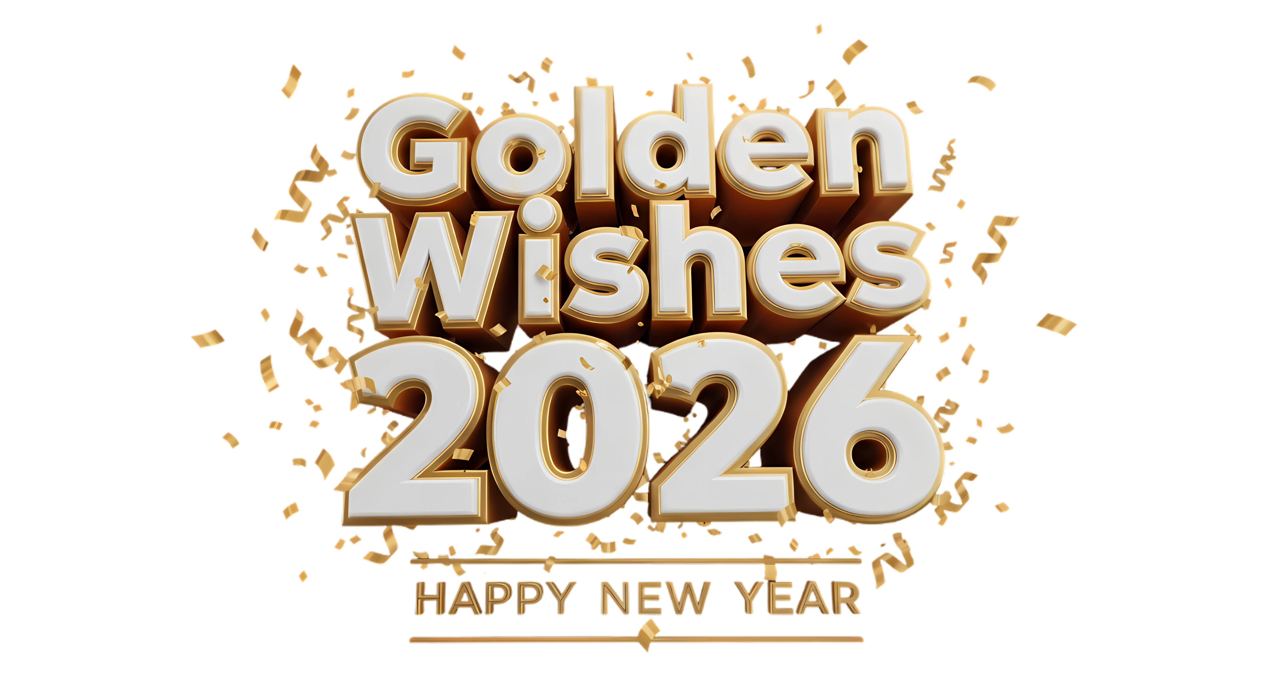 golden wishes happy new year 2026 typography design