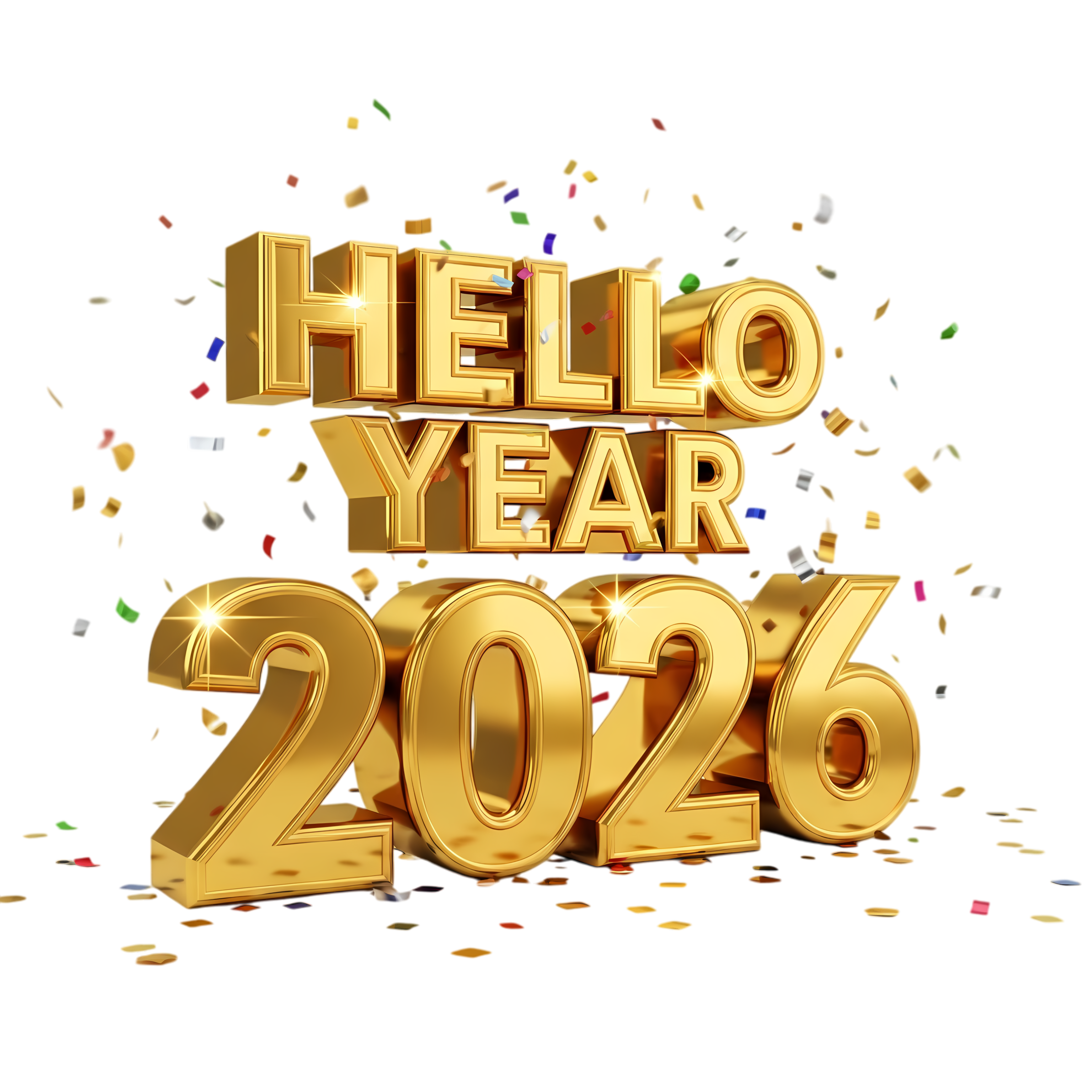 happy new start 2026 decorative layout with confetti