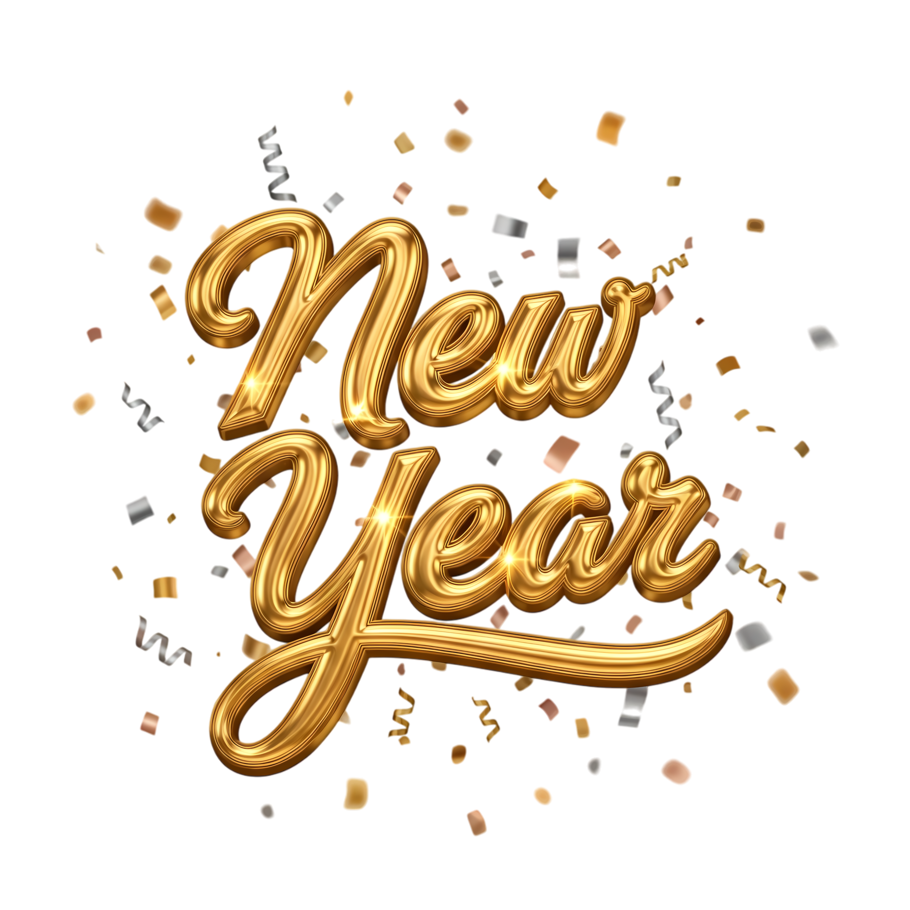 happy new start 2026 elegant script with confetti