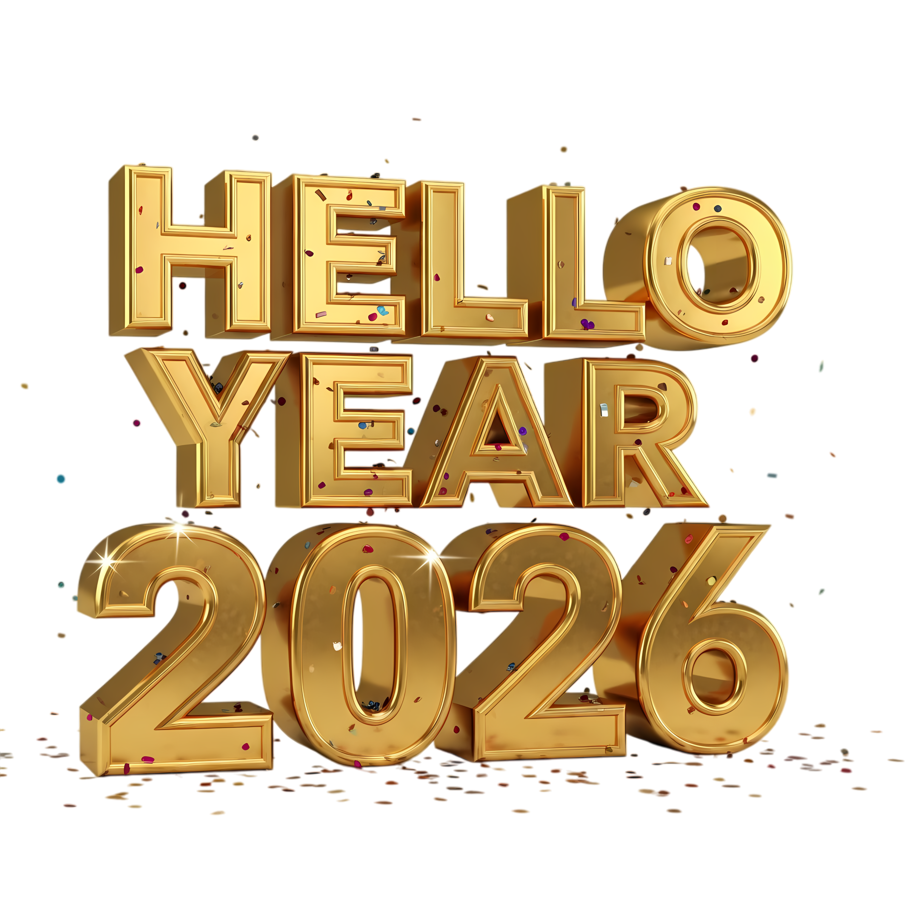 happy new start 2026 gold calligraphy with ribbon