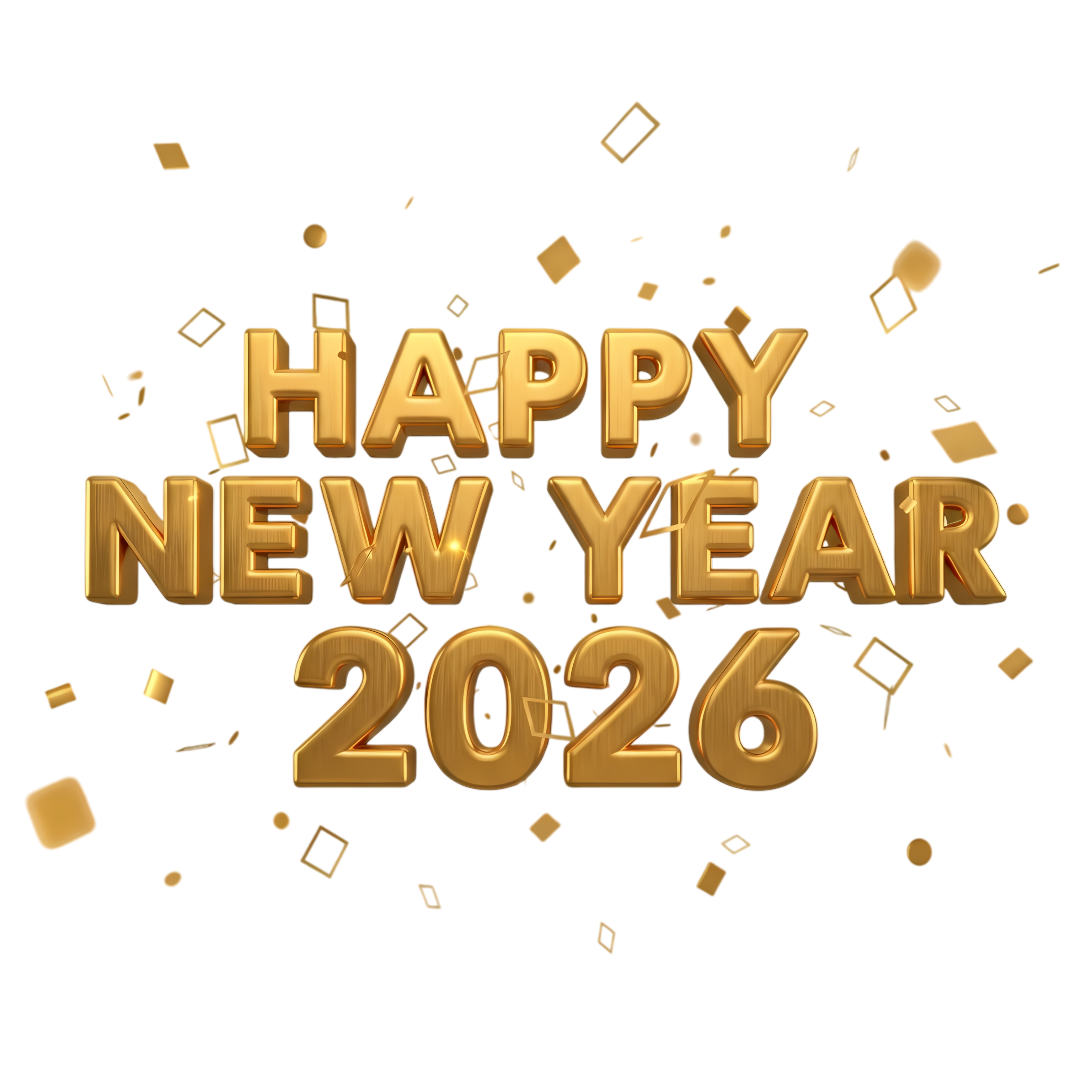 happy new year 2026 3d typography with confetti