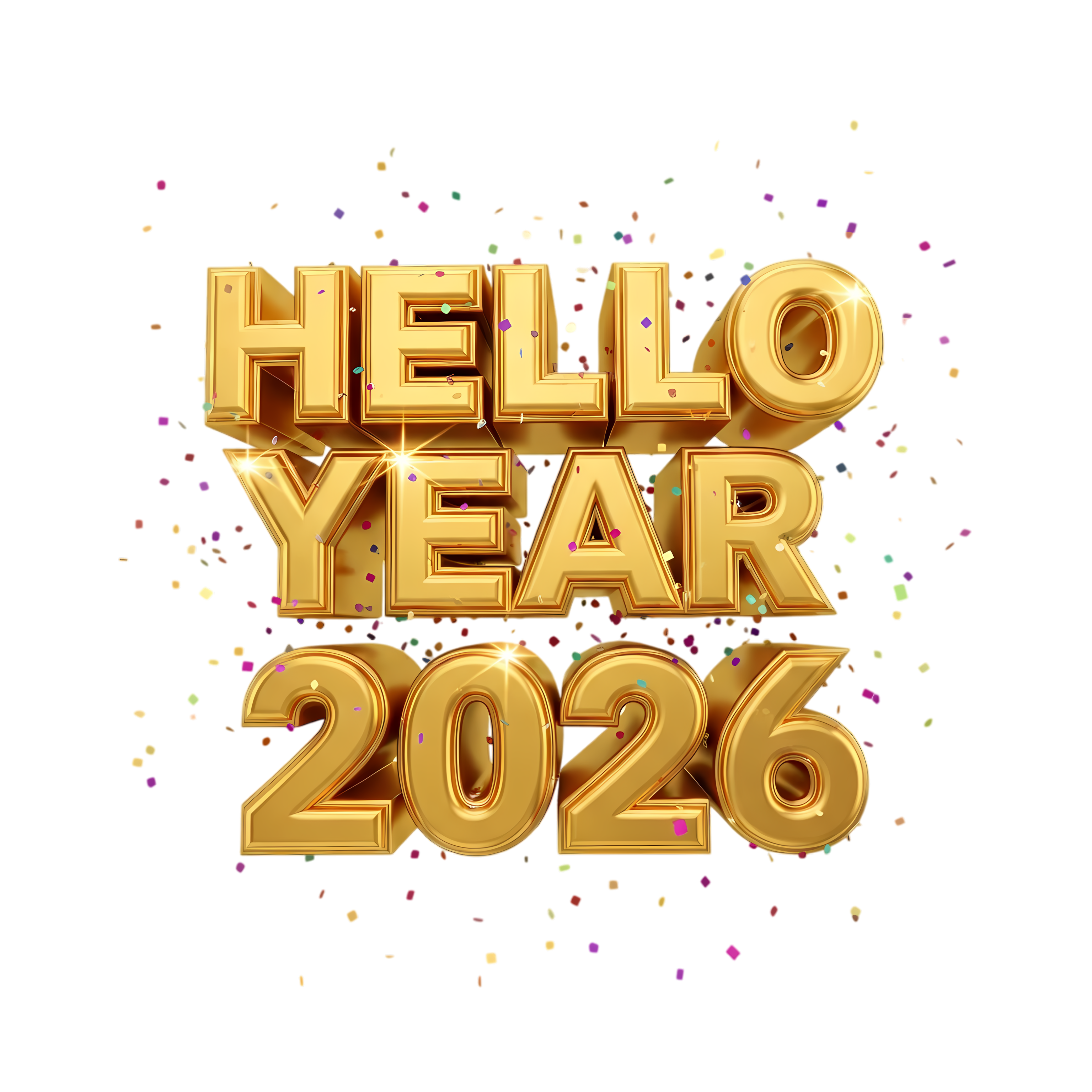 happy new year 2026 decorative font with confetti