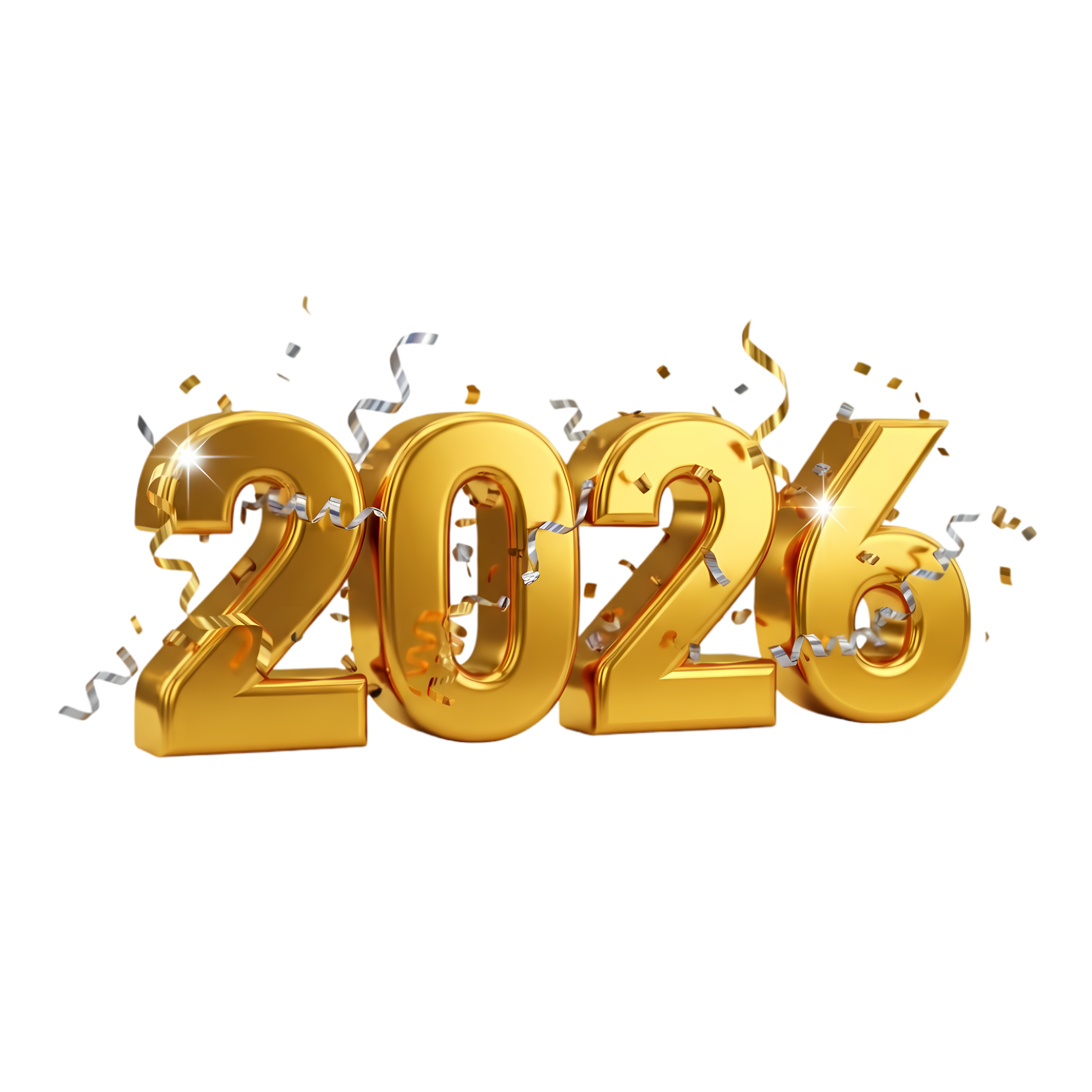 happy new year 2026 elegant typography with 3d shine