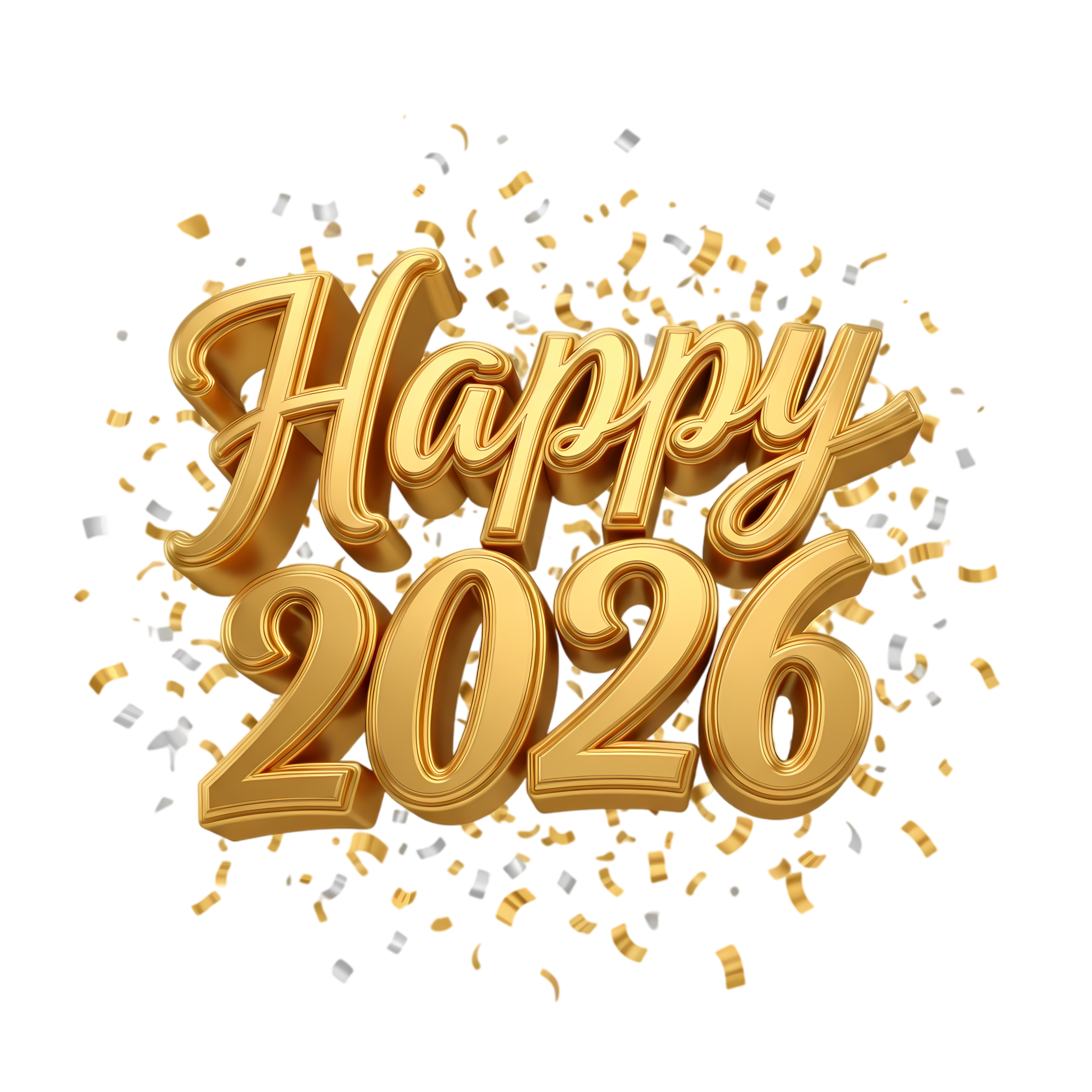 happy new year 2026 festive font with confetti