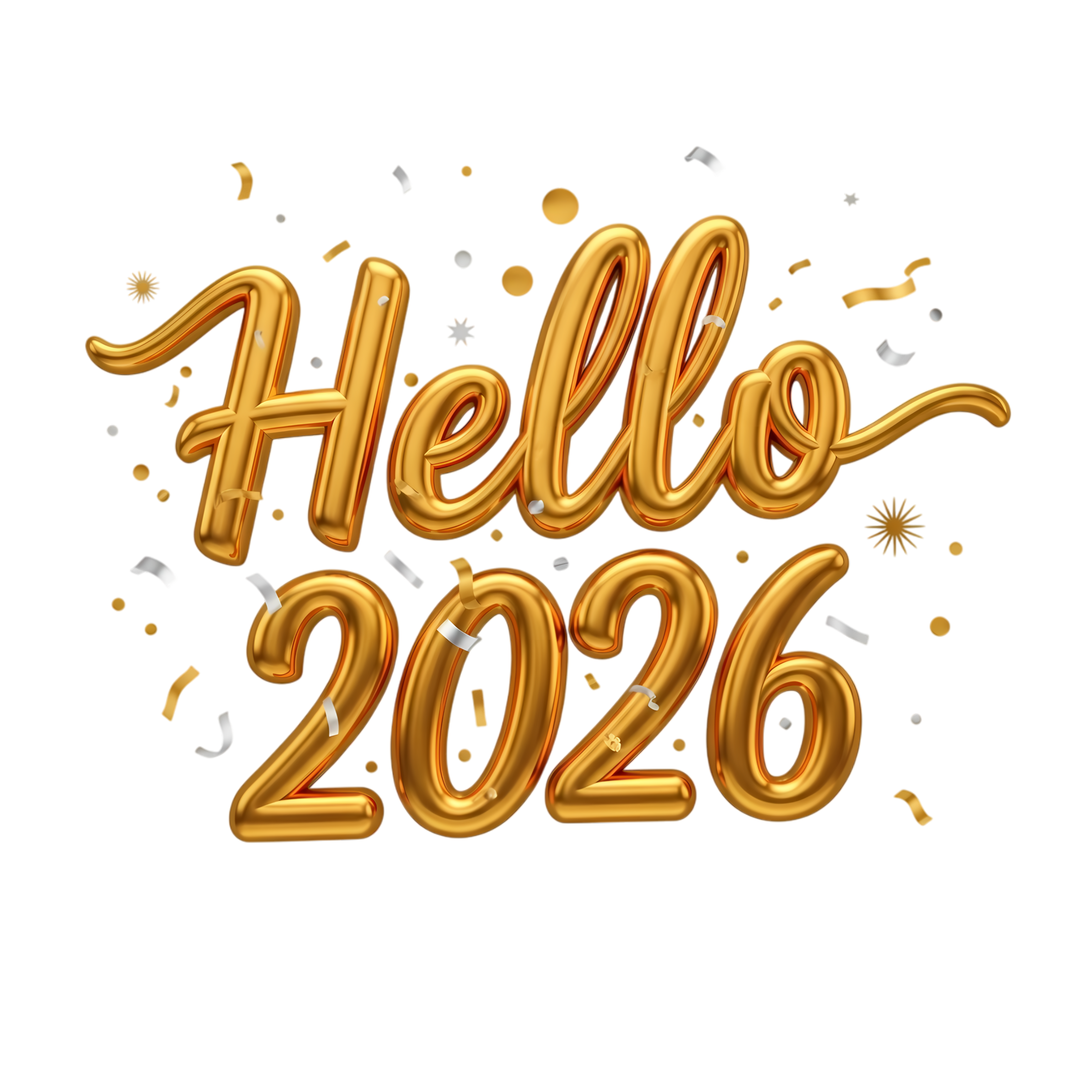happy new year 2026 gold text layout with 3d depth
