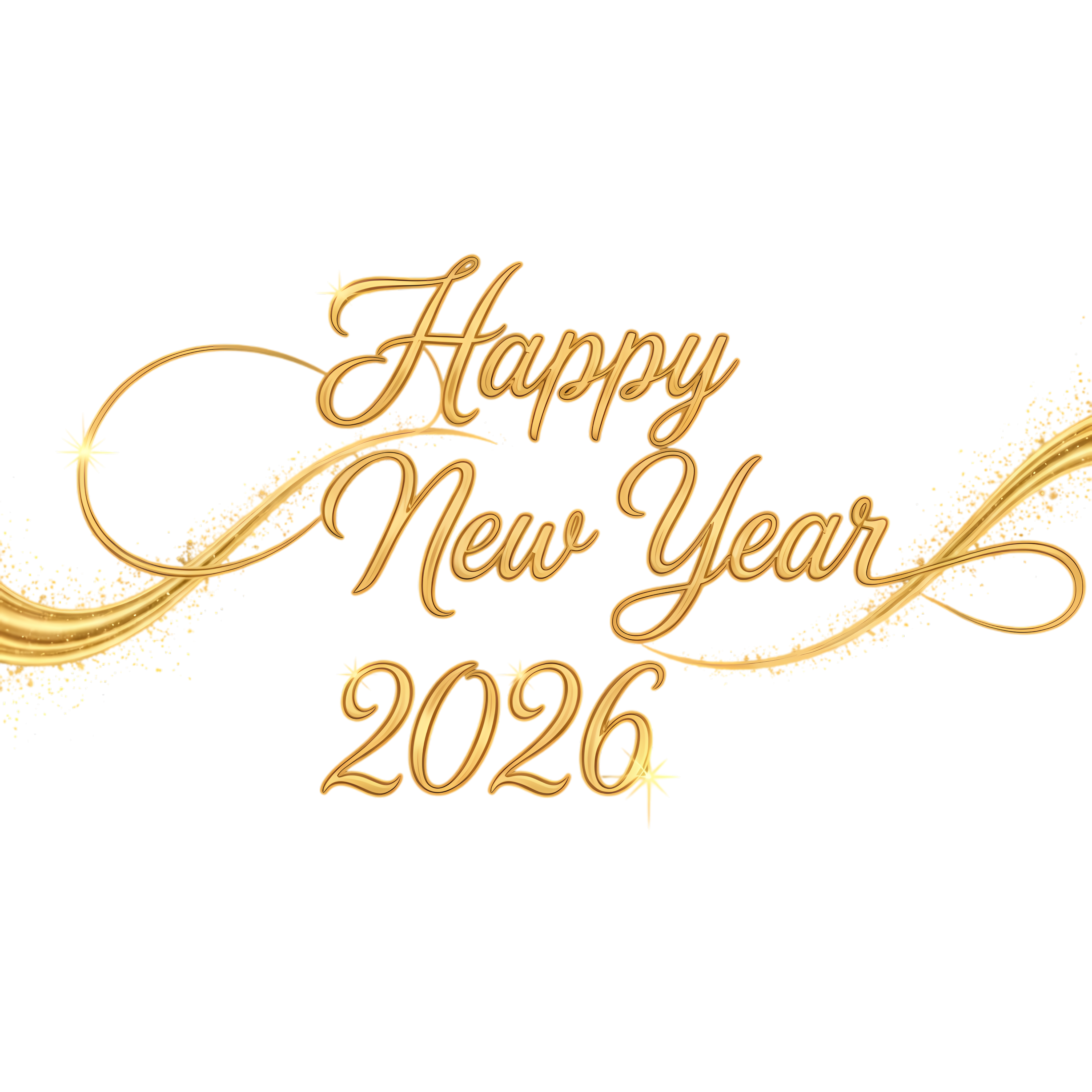 happy new year 2026 gold typography design