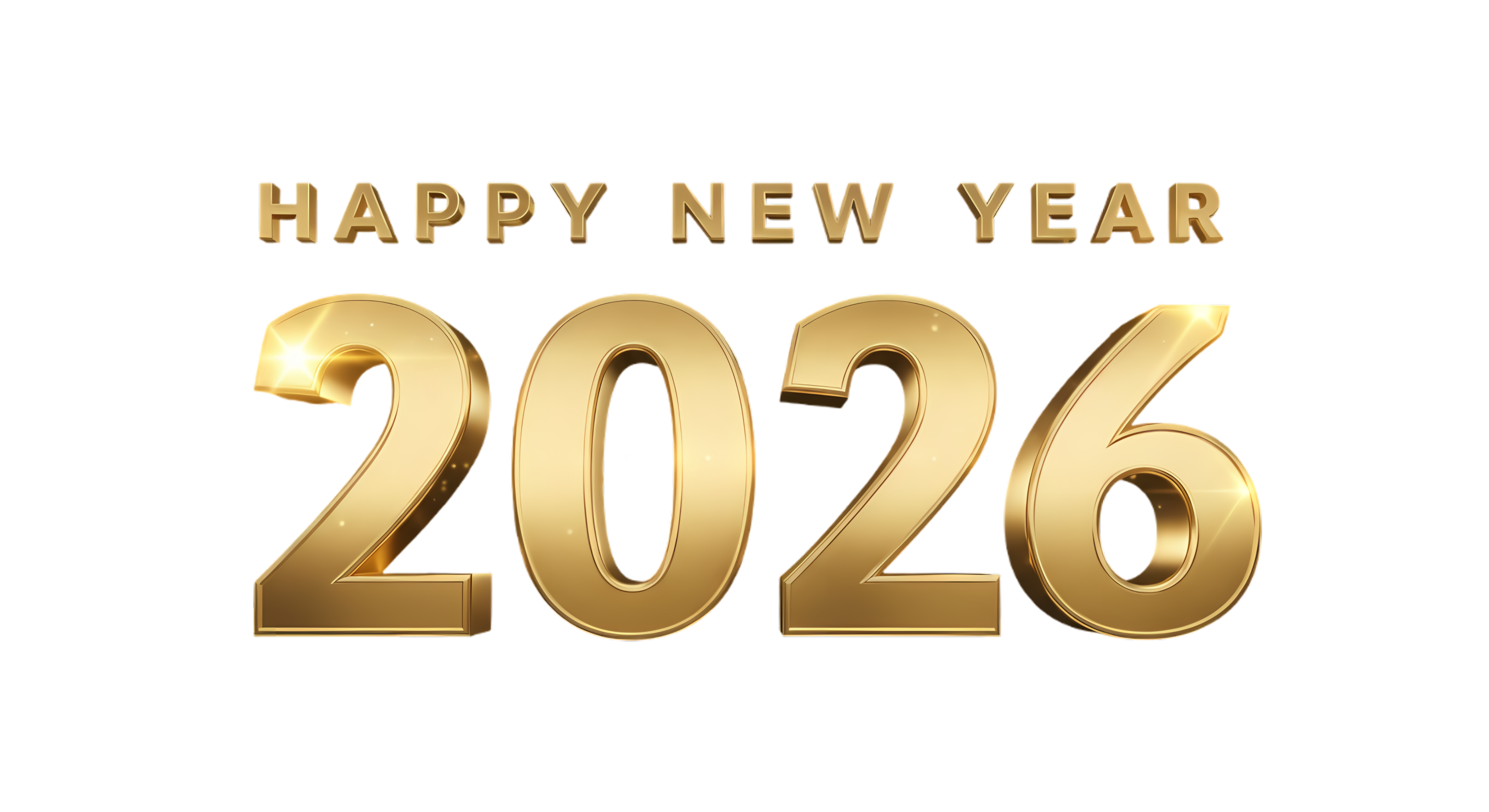 happy new year 2026 typography with gold highlights