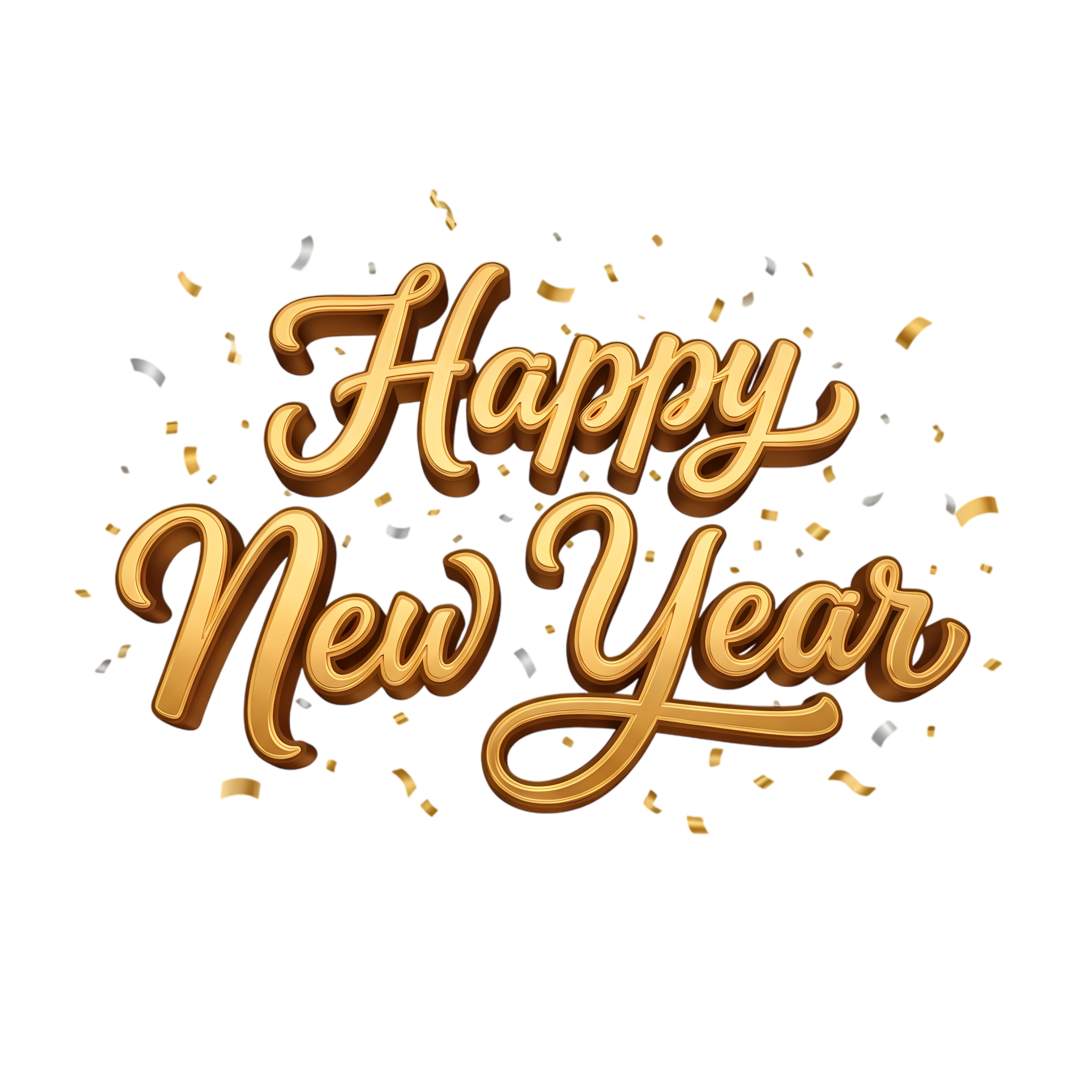 happy new year gold lettering with sparkles