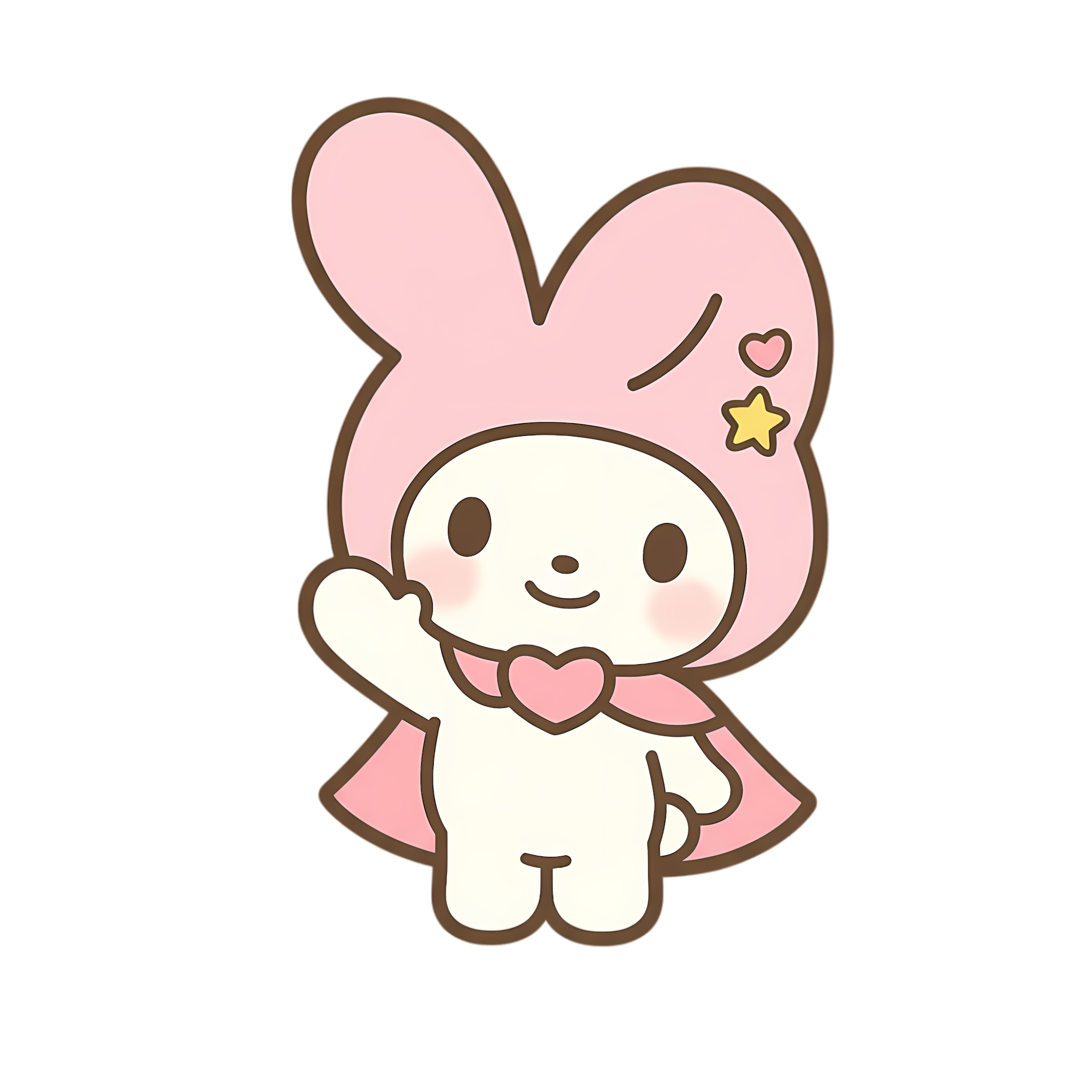 happy wave pastel bunny character