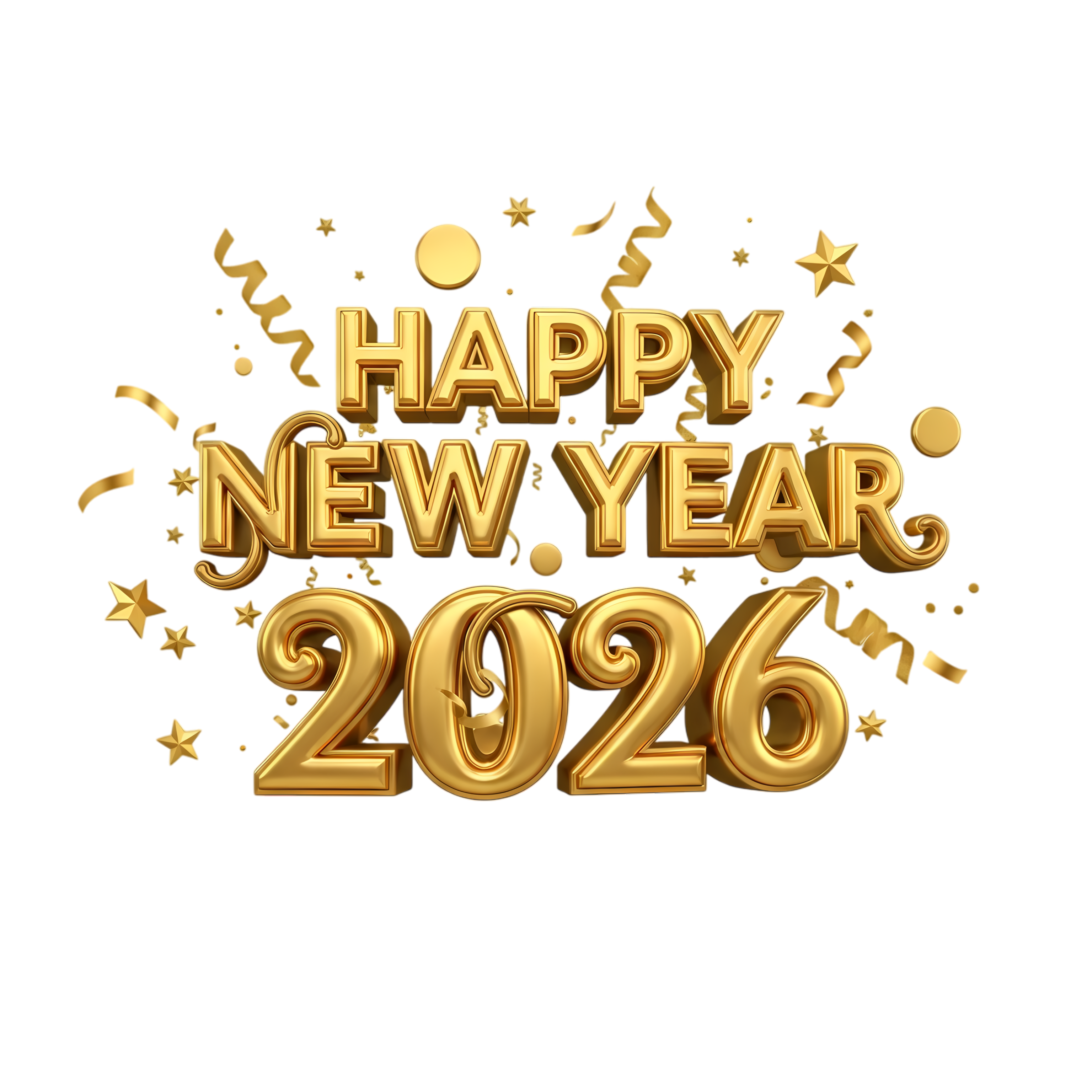 hello 2026 decorative typography with 3d glow