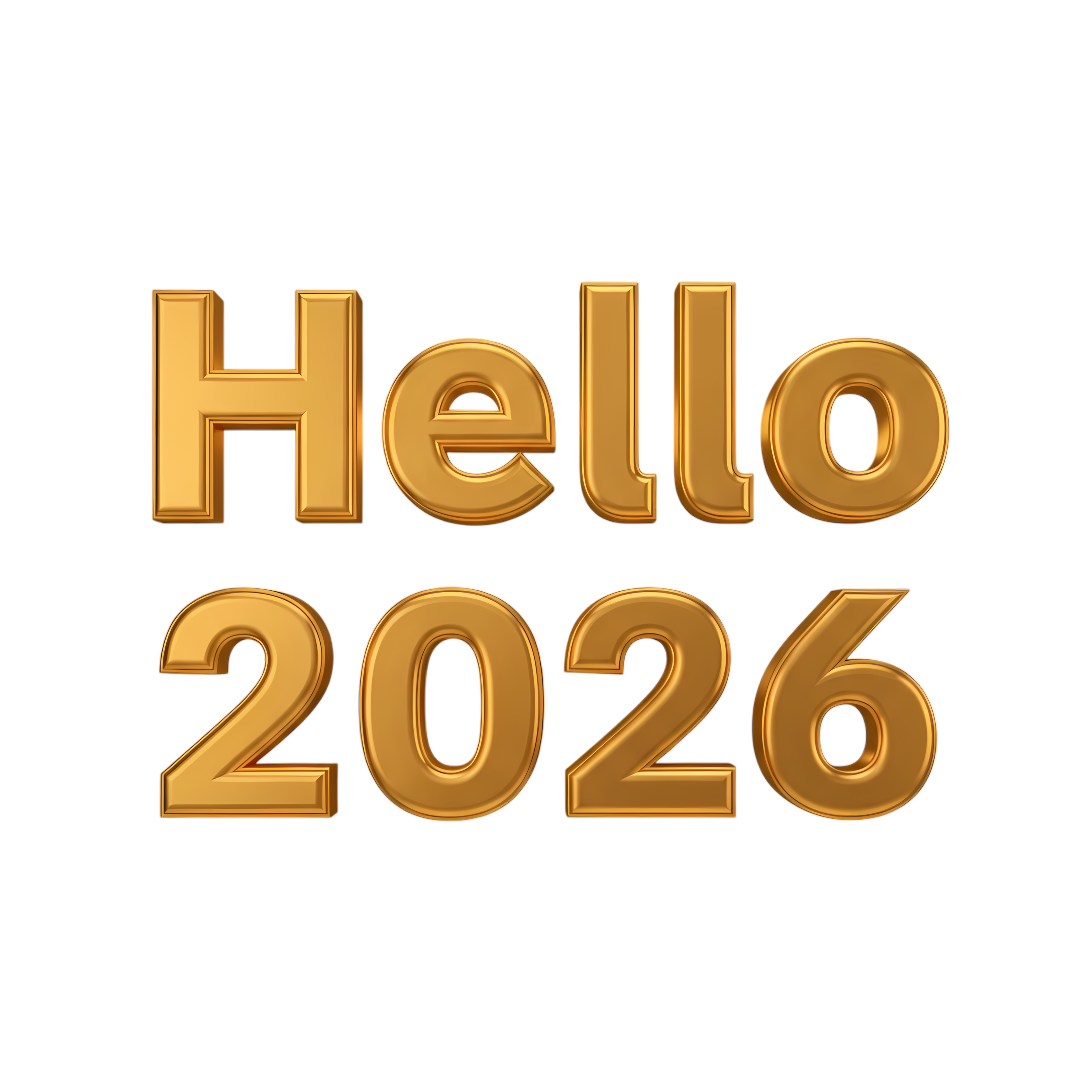 hello 2026 festive script with gold glow