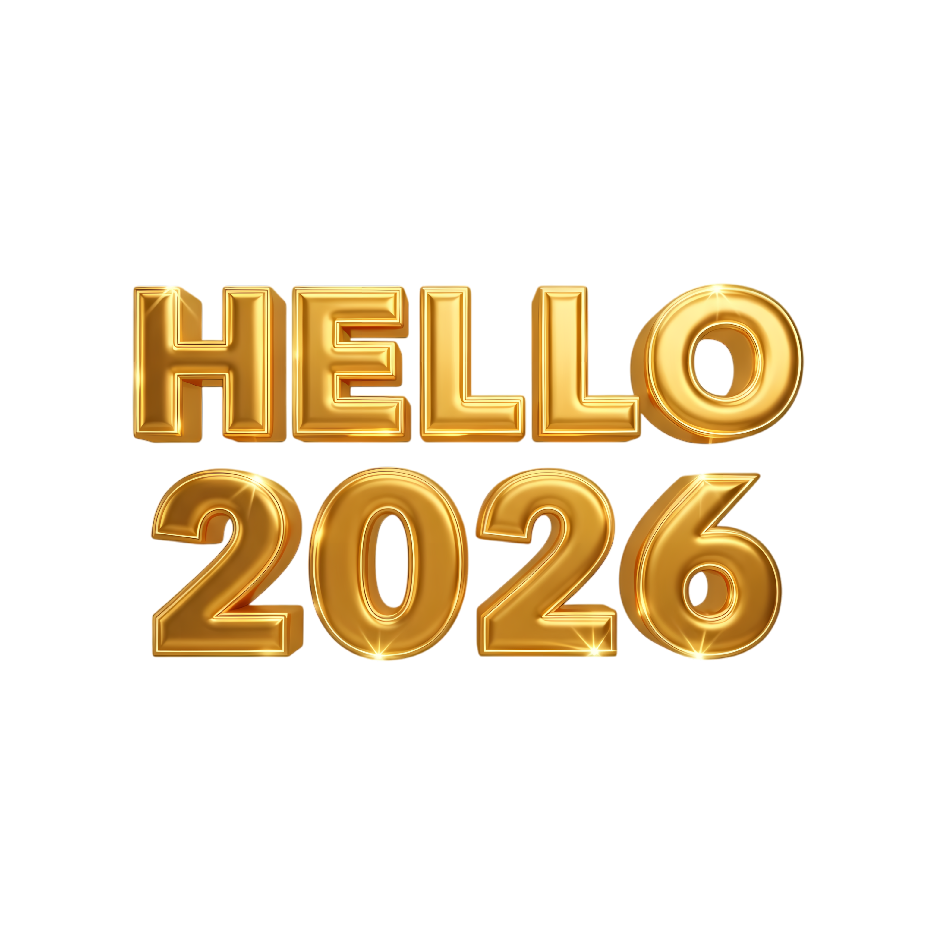 hello 2026 gold calligraphy with confetti