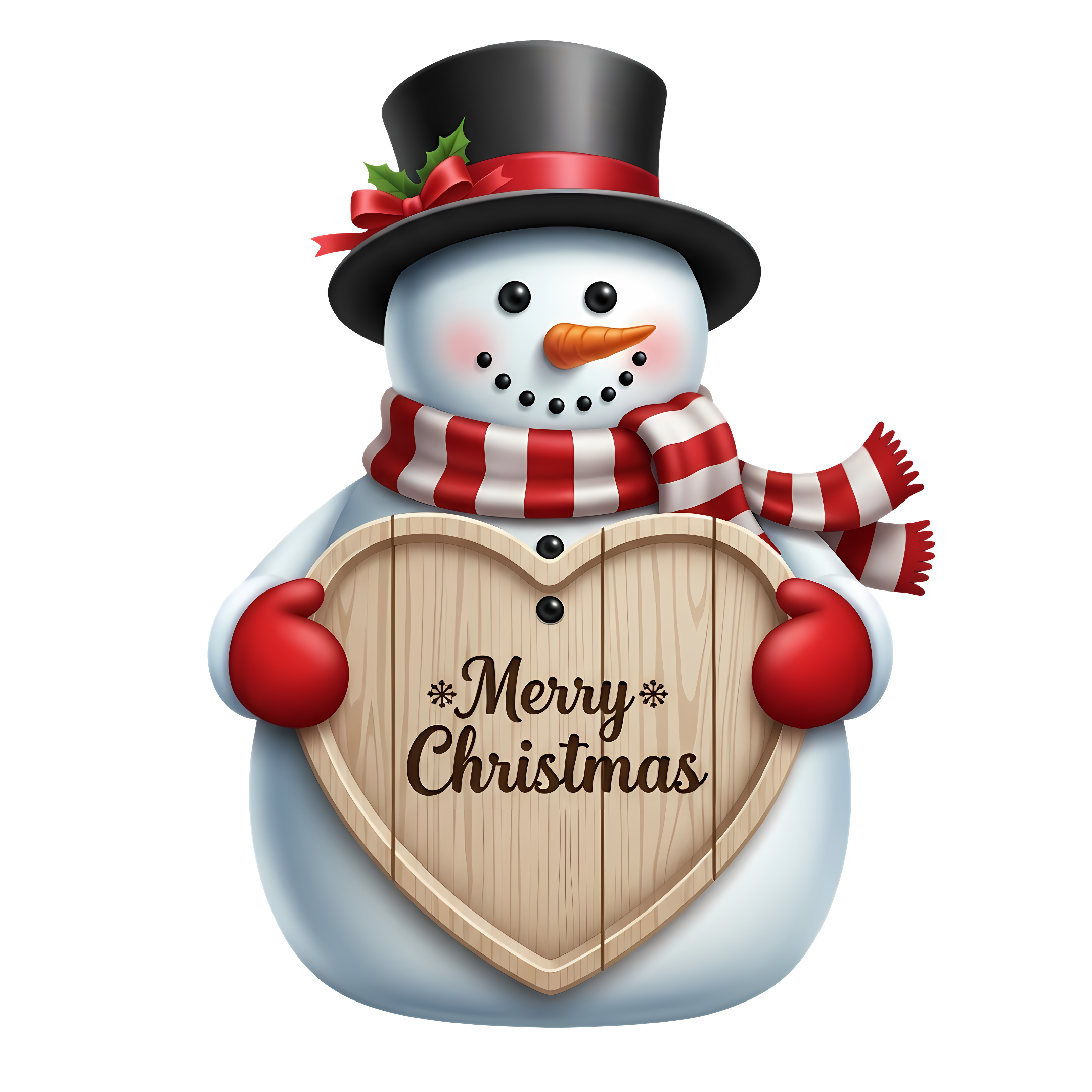 holiday snowman with heart greeting