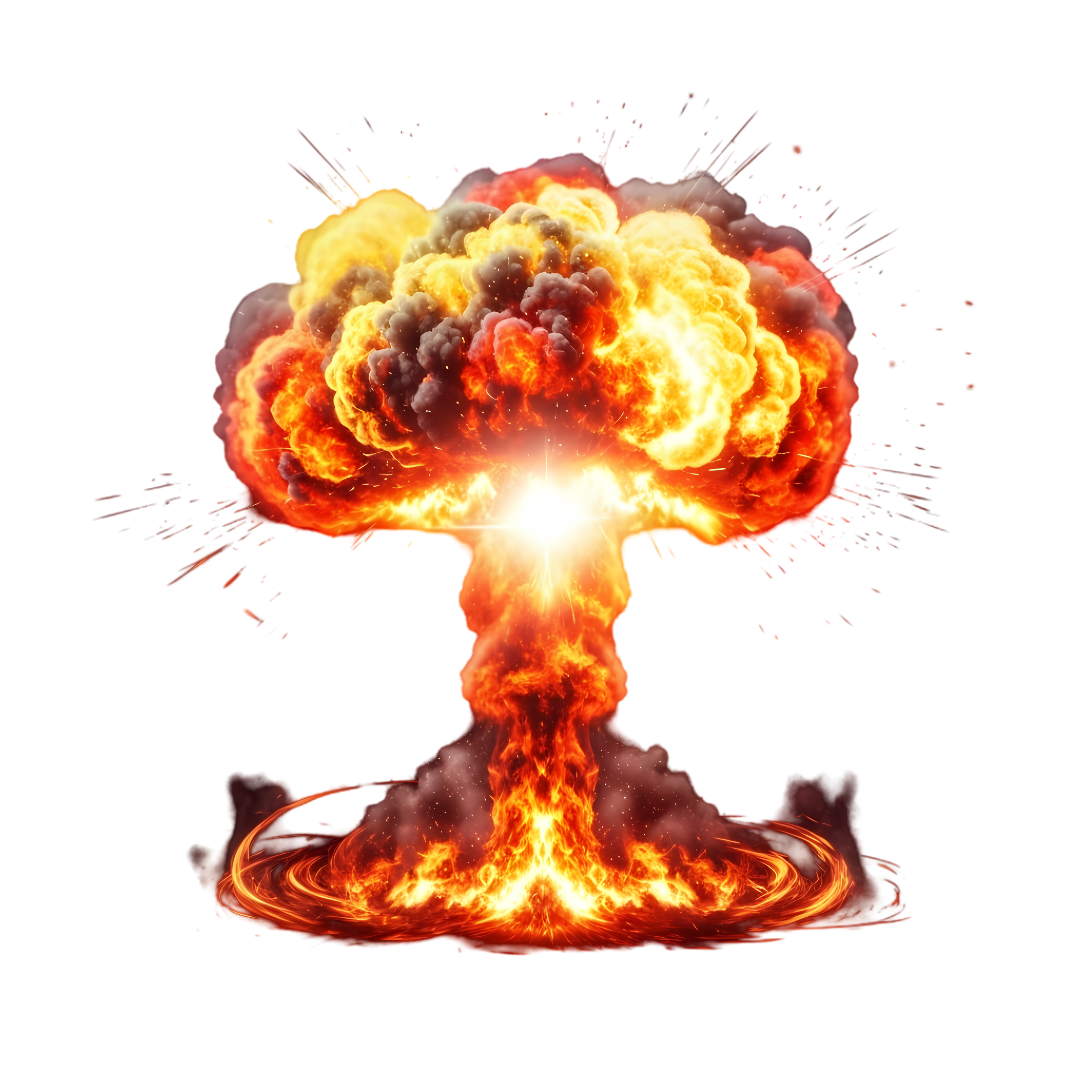 Mushroom Cloud Explosion with Orange Fireball