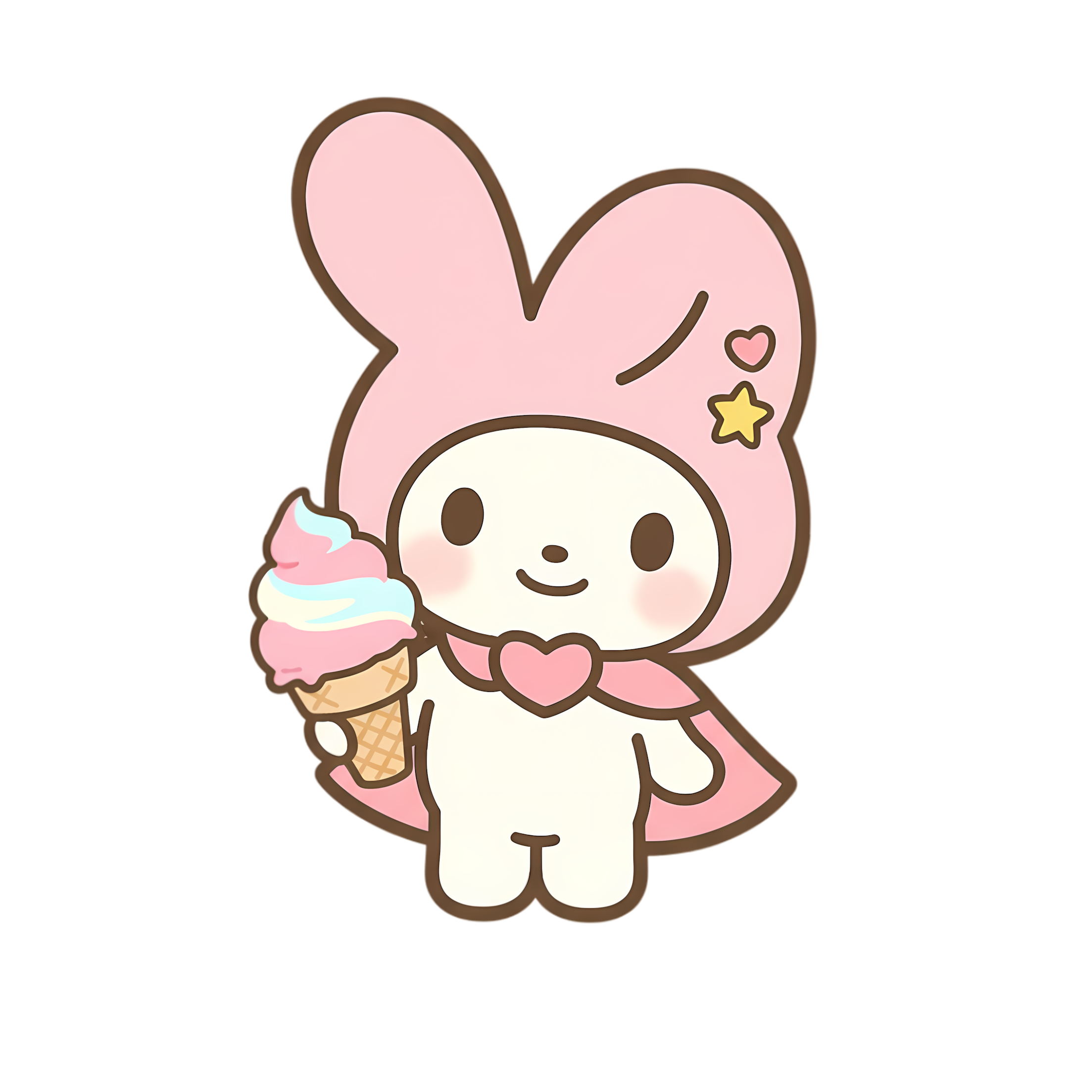 kawaii bunny with swirl ice cream