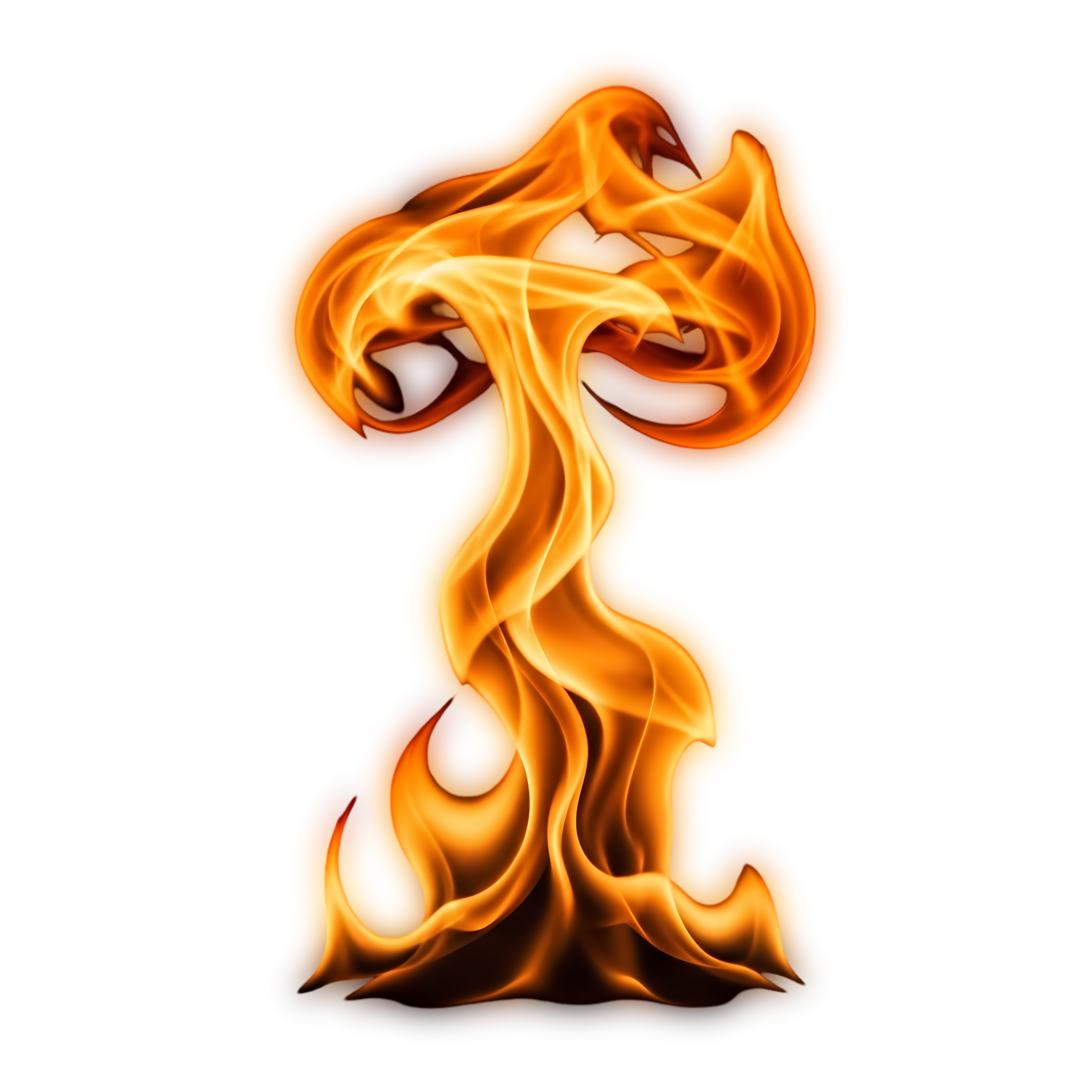 luminous orange flame with fluid abstract curving motion