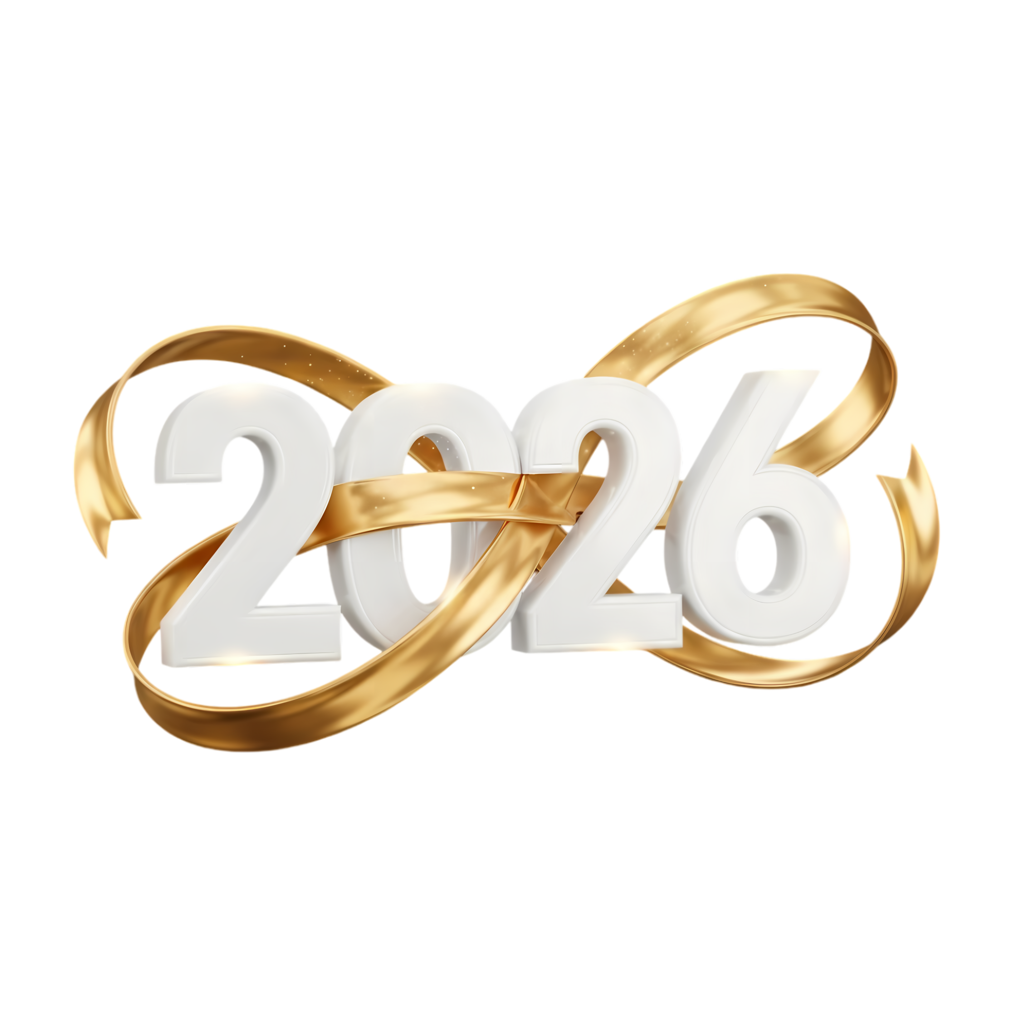 luxury 2026 new year gold ribbon 3d typography design