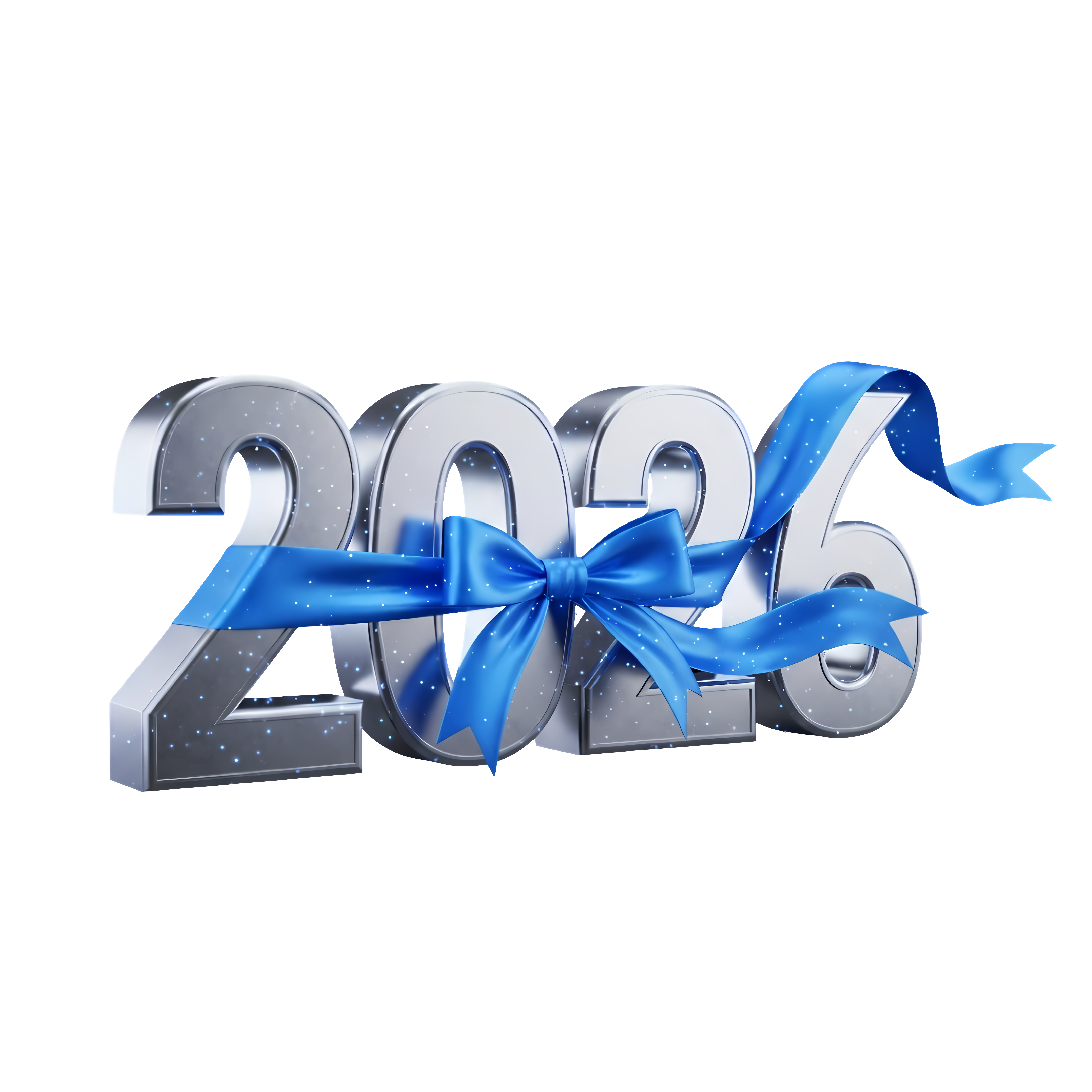 metallic silver 3d 2026 with blue ribbon modern style