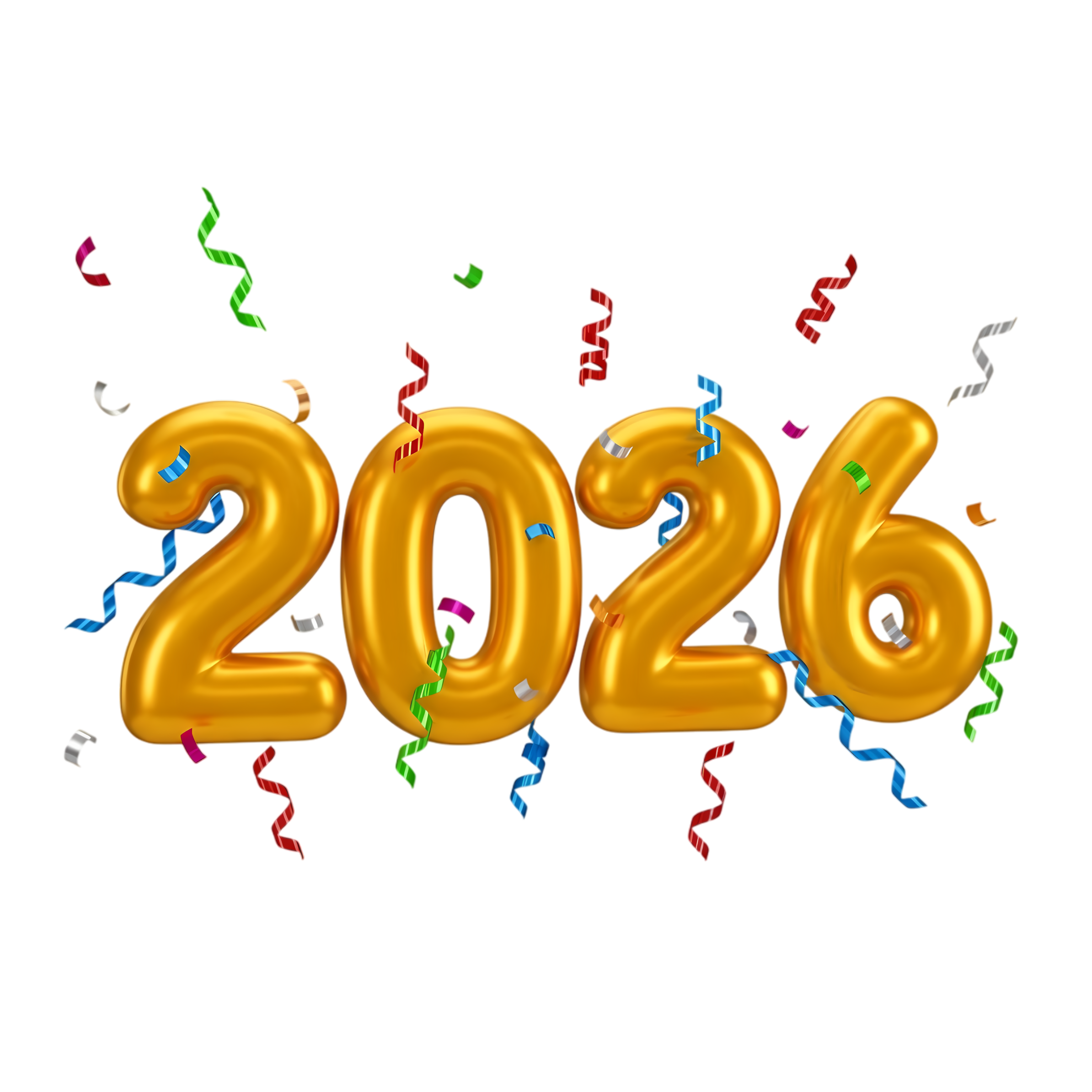 new year 2026 celebration font with ribbon accents