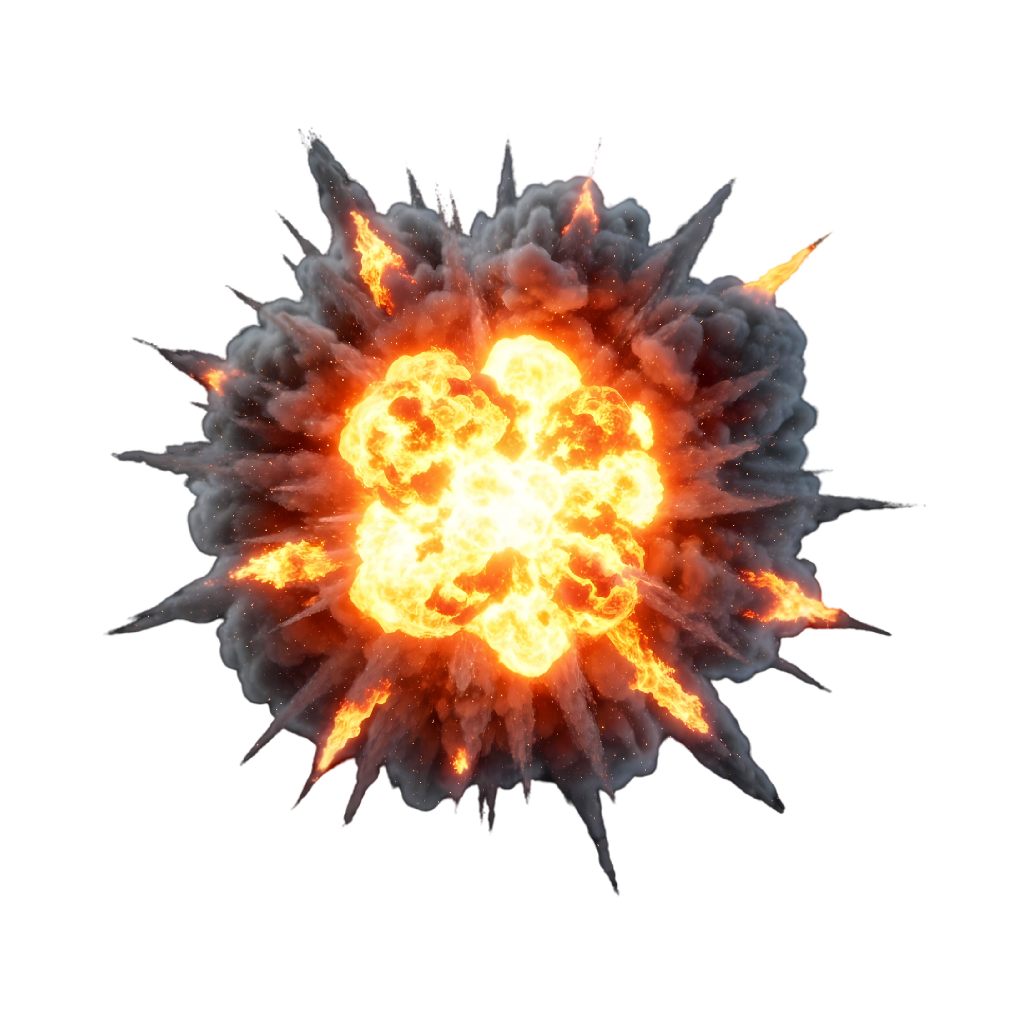 Orange Fireball Explosion with Dark Smoke