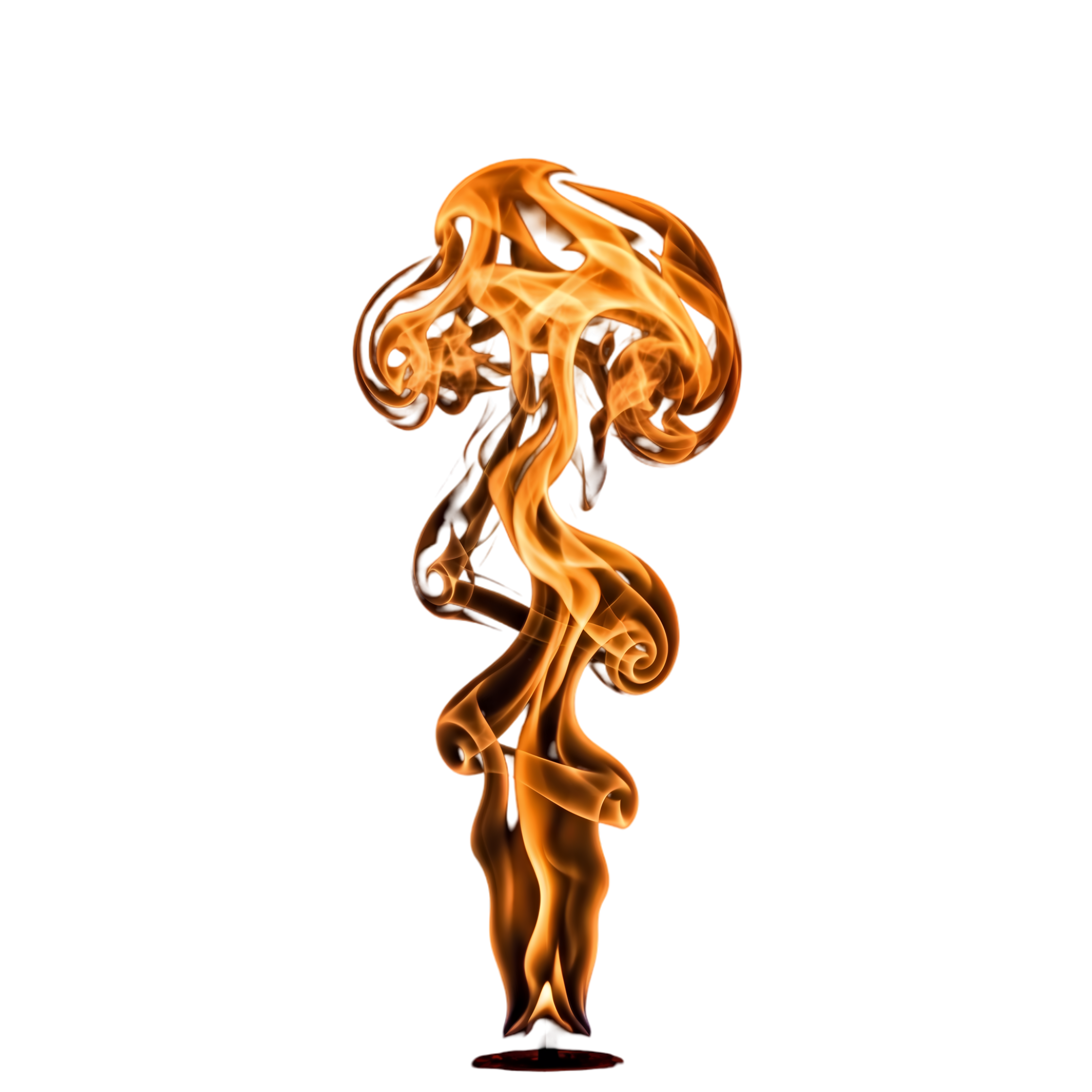 orange flame swirl rising with soft smoke flow