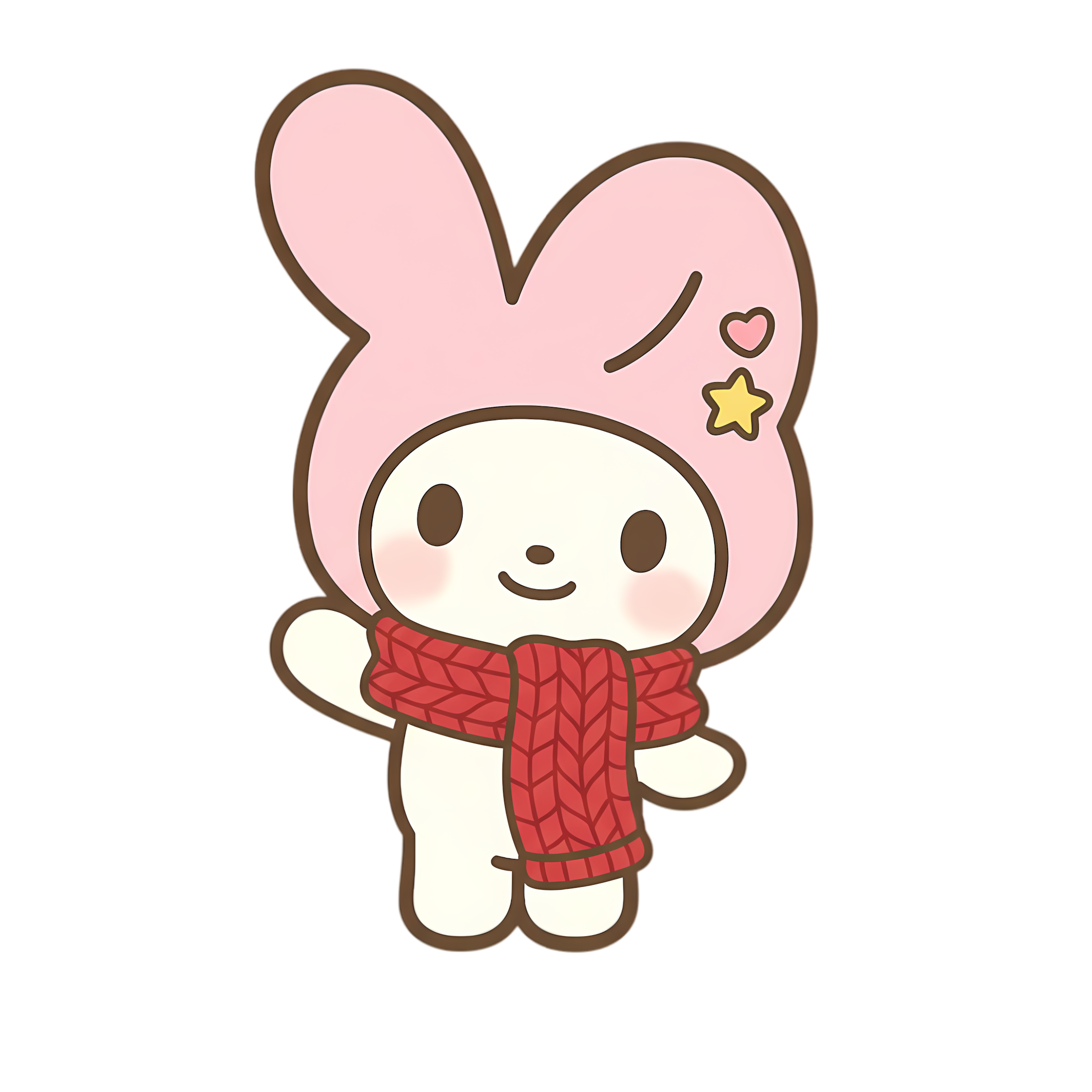 pastel bunny character wearing cozy red scarf