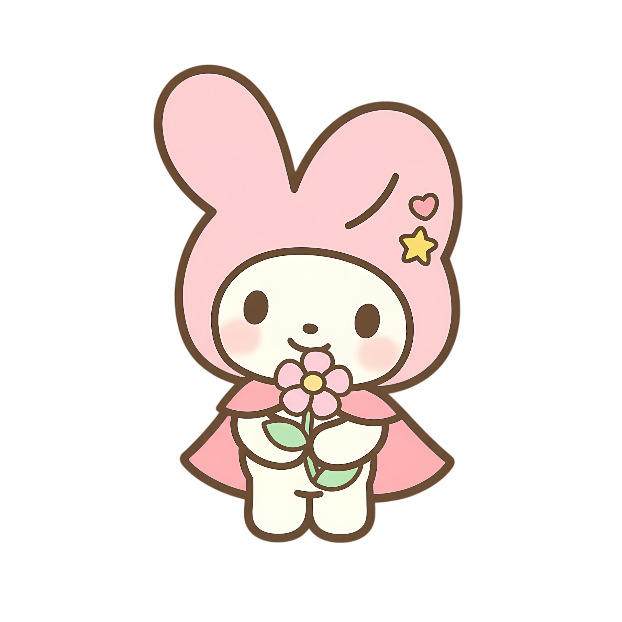 pastel bunny holding pink flower