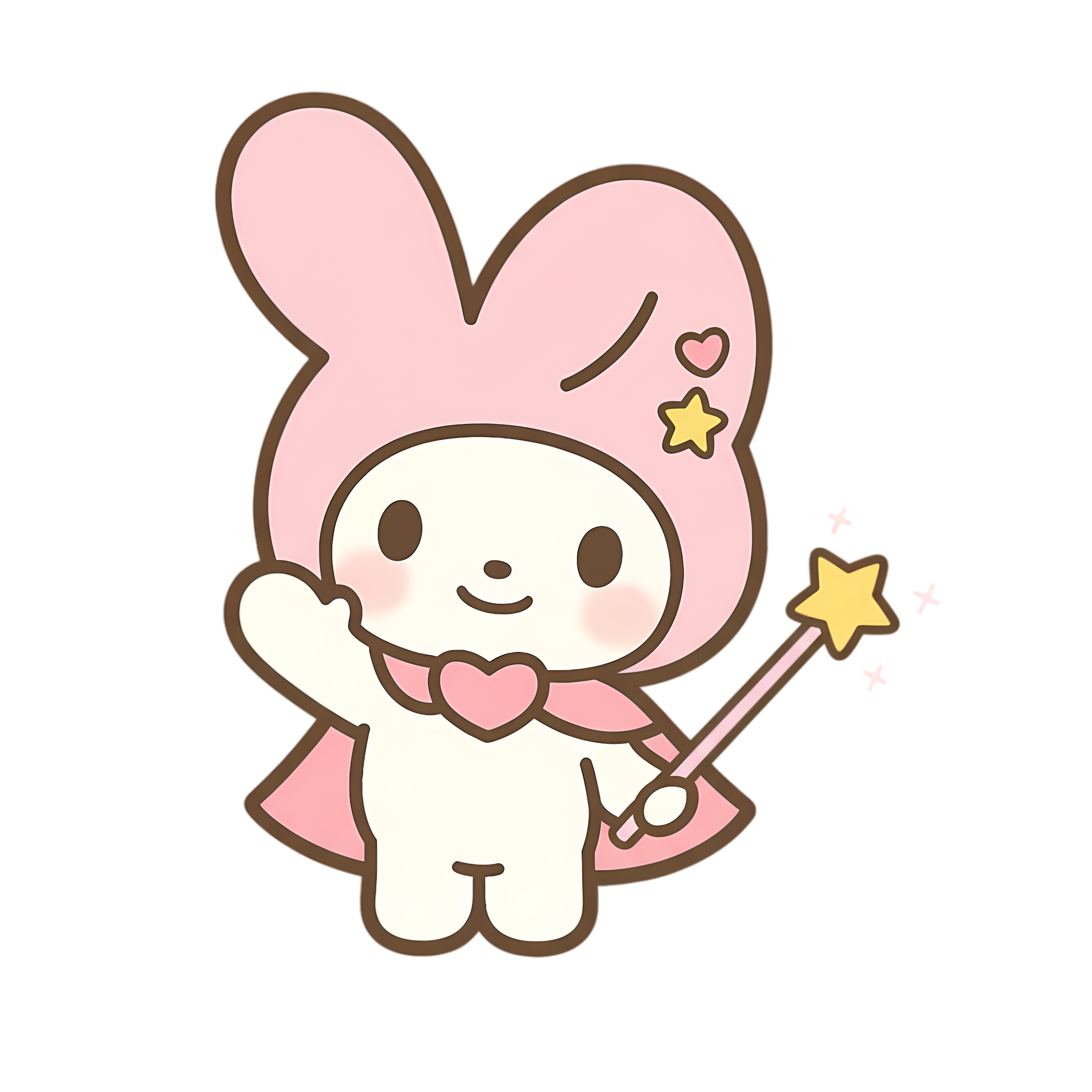 pastel pink cute bunny holding simple magic wand