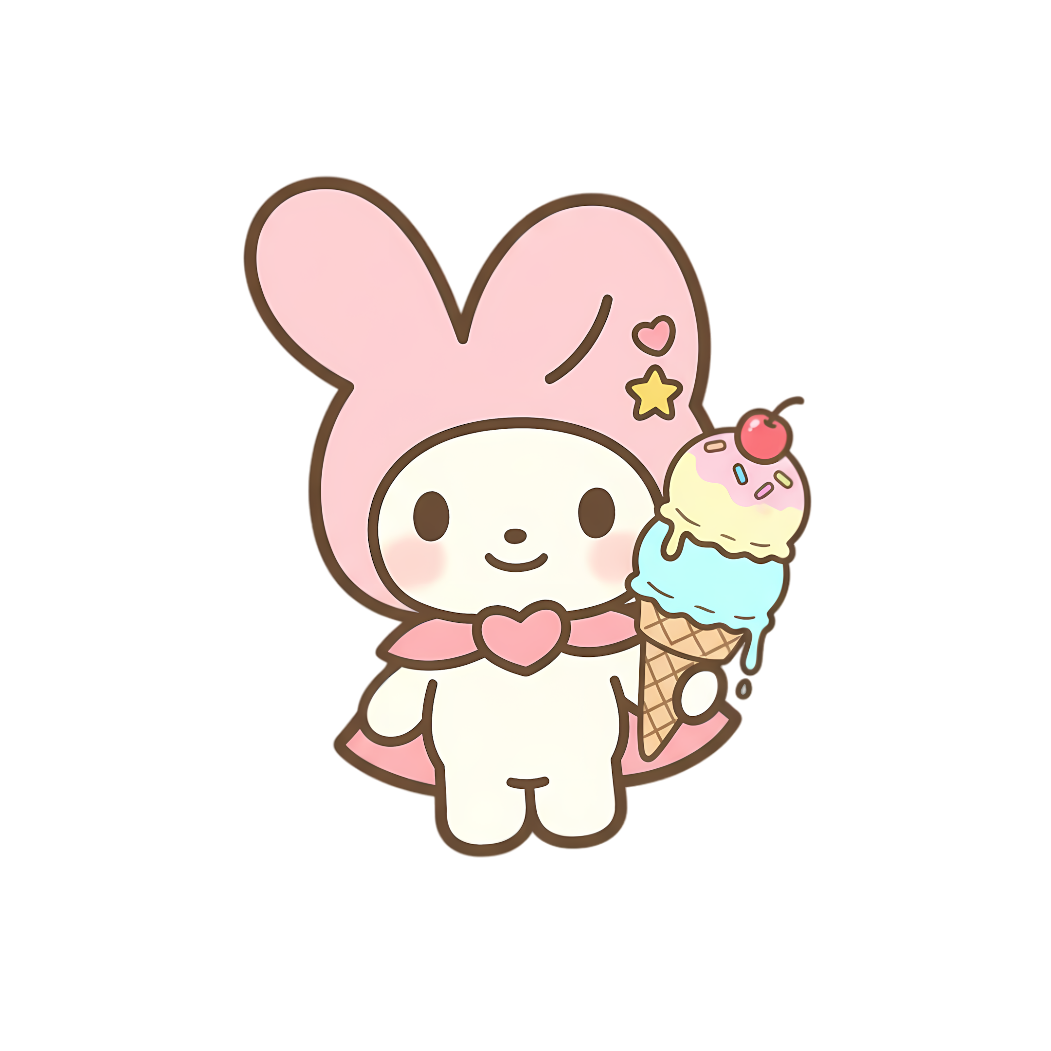 pink bunny holding ice cream