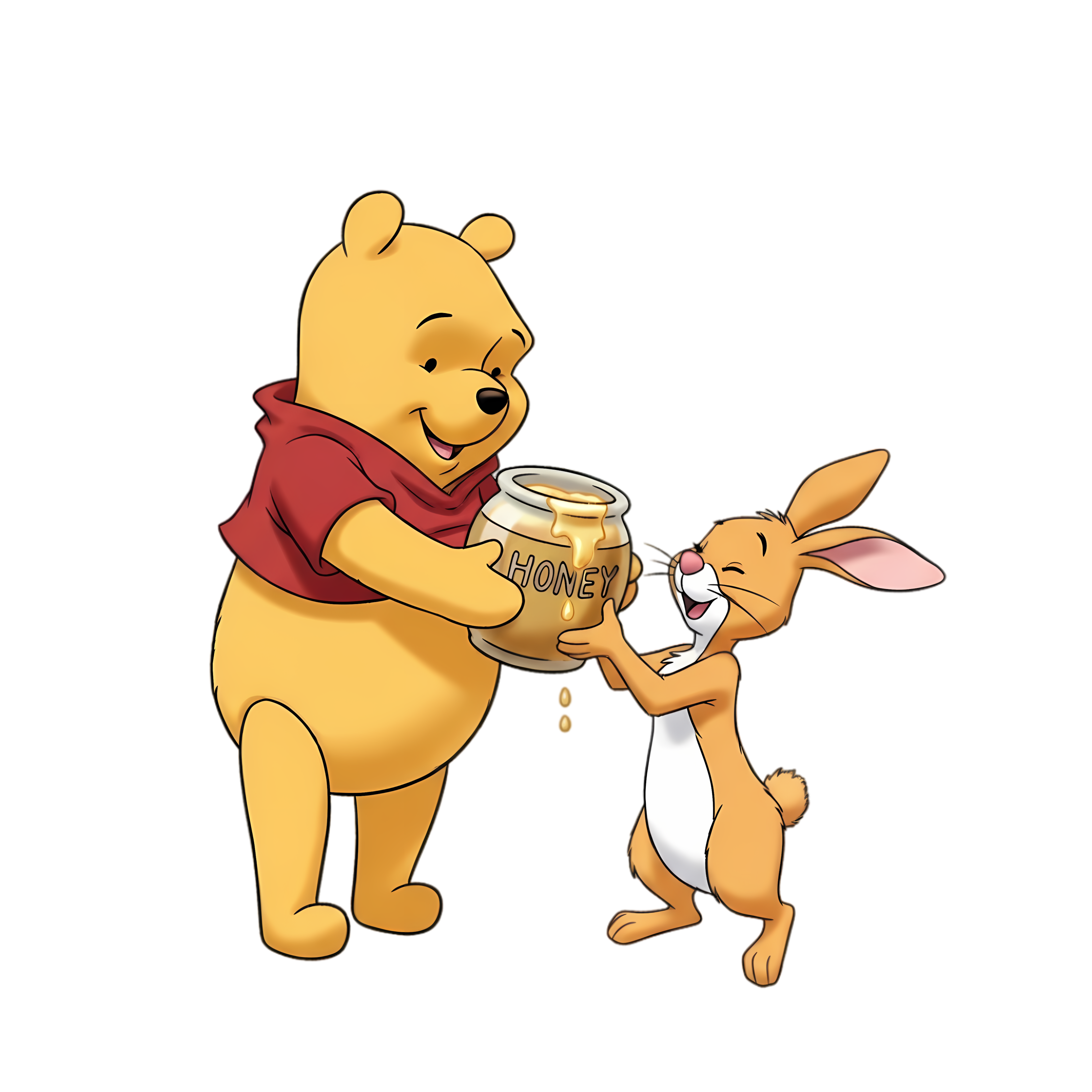 pooh and rabbit sharing honey jar