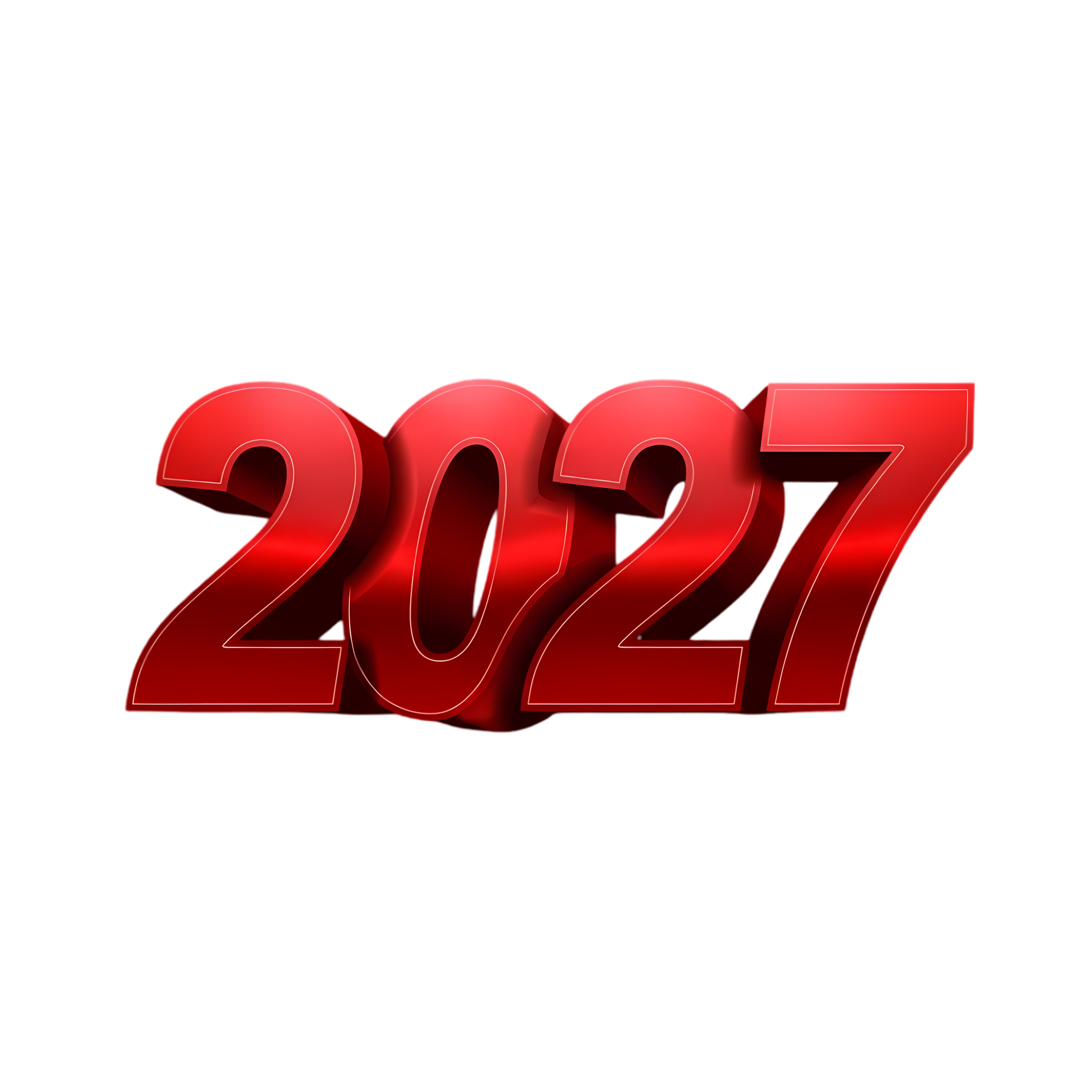 red curved 2027 typography 3d style