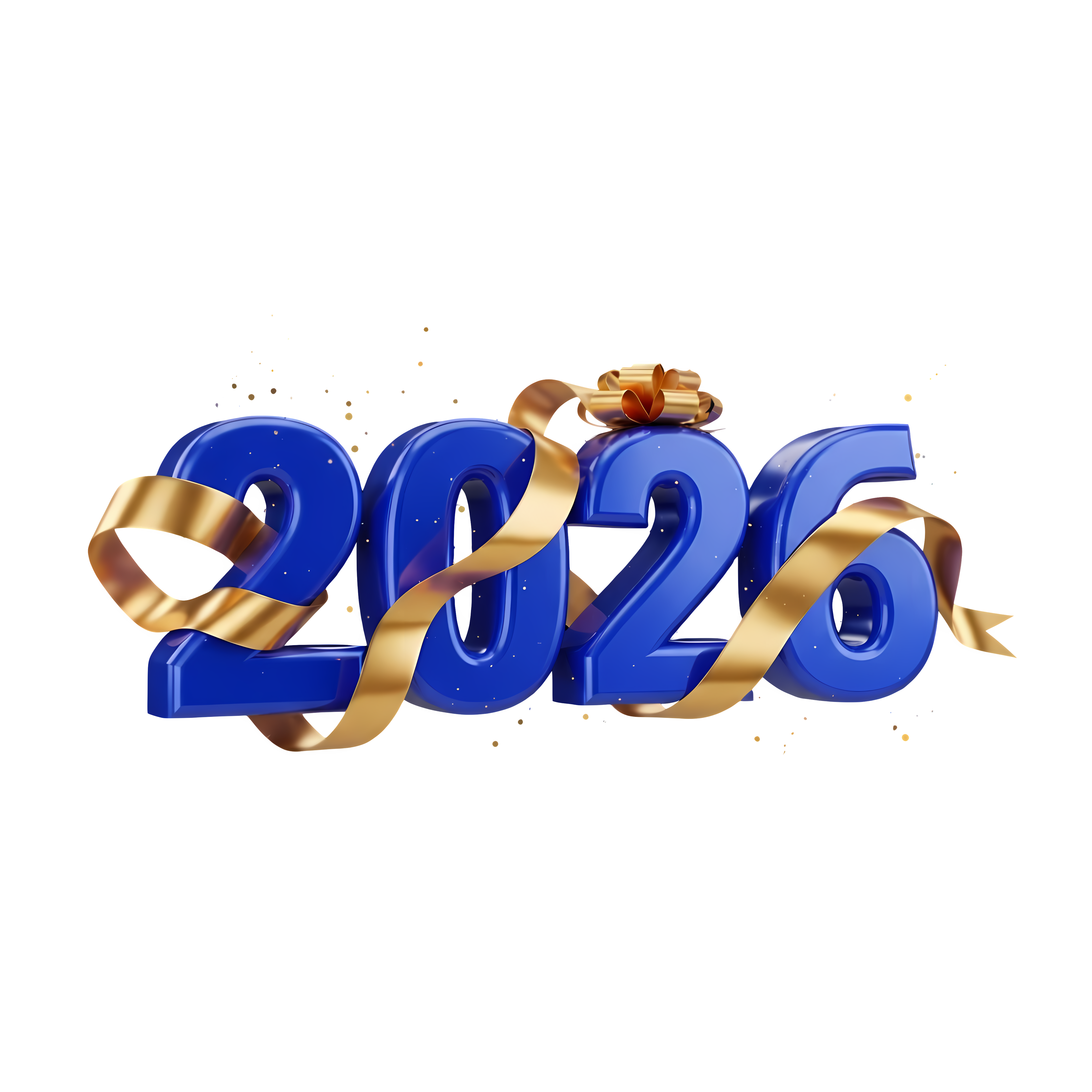 royal blue 3d 2026 wrapped in gold ribbon celebration