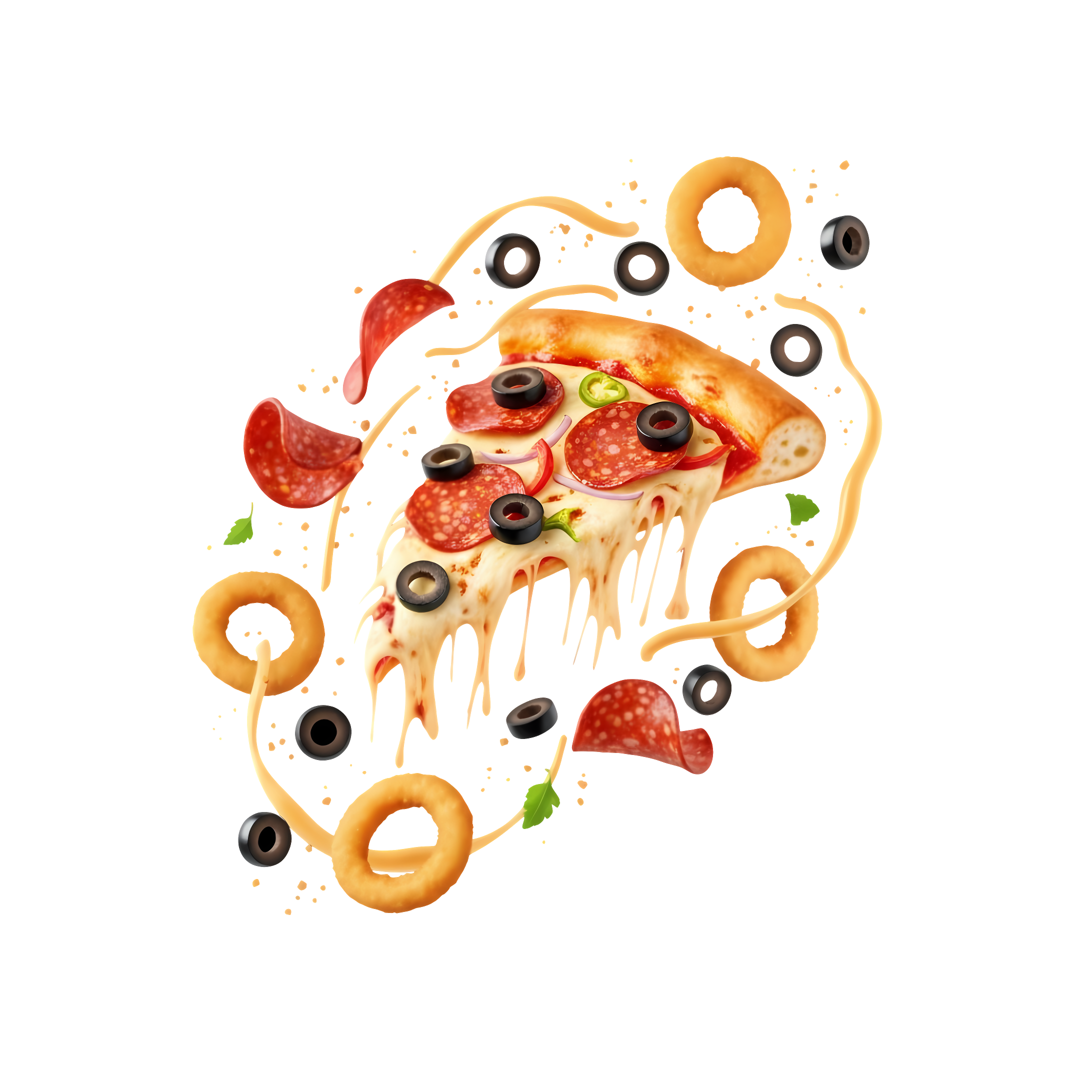 savory pizza slice with mixed ingredients
