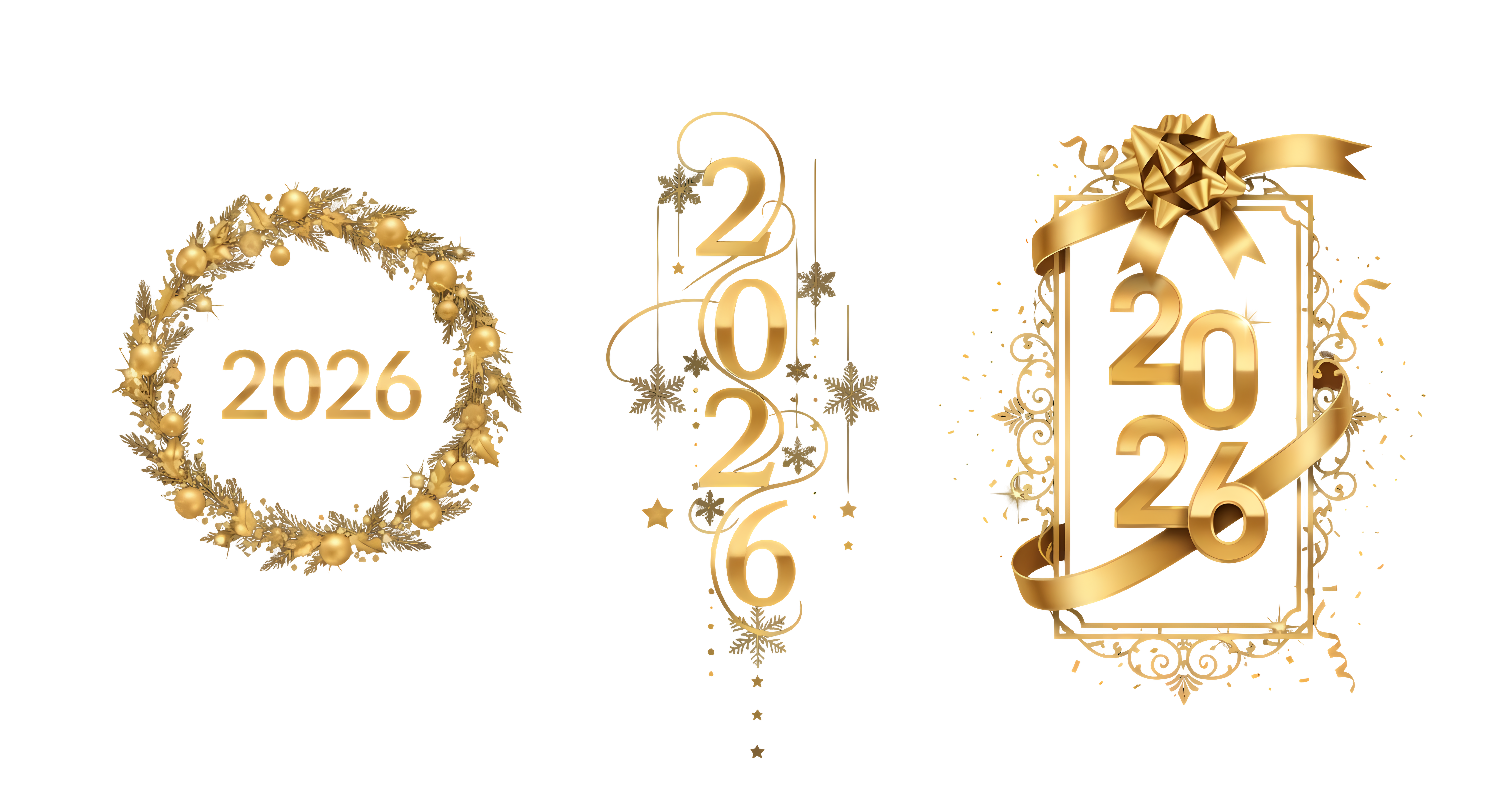 set of premium gold 2026 number designs