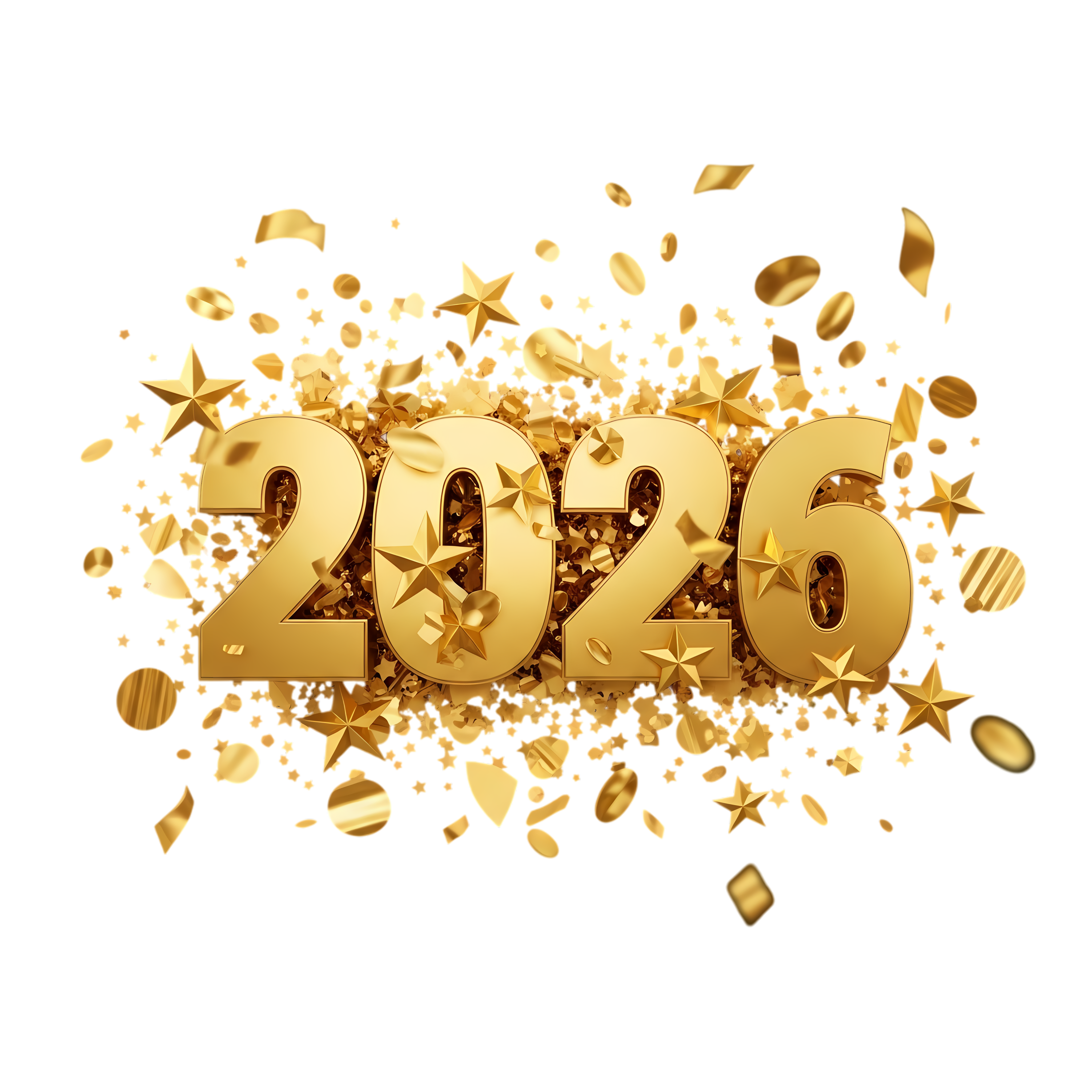 shiny gold confetti 2026 celebration layout