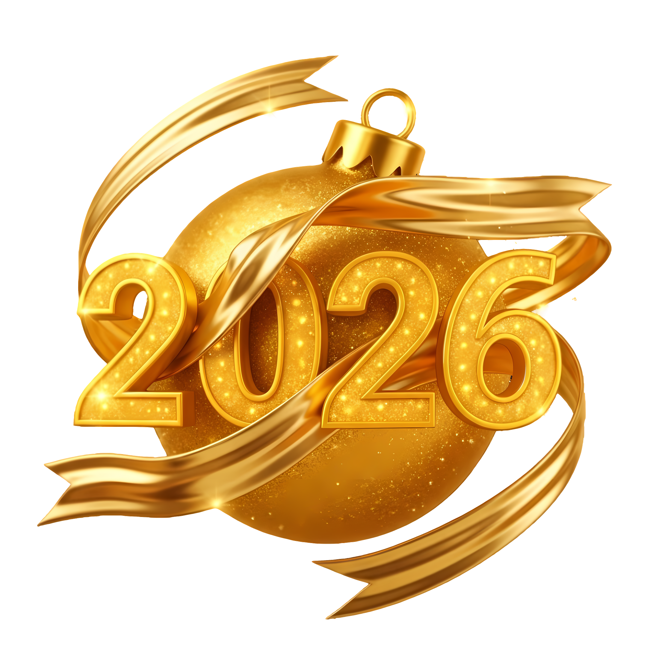 shiny golden 2026 new year design sparkling ornament