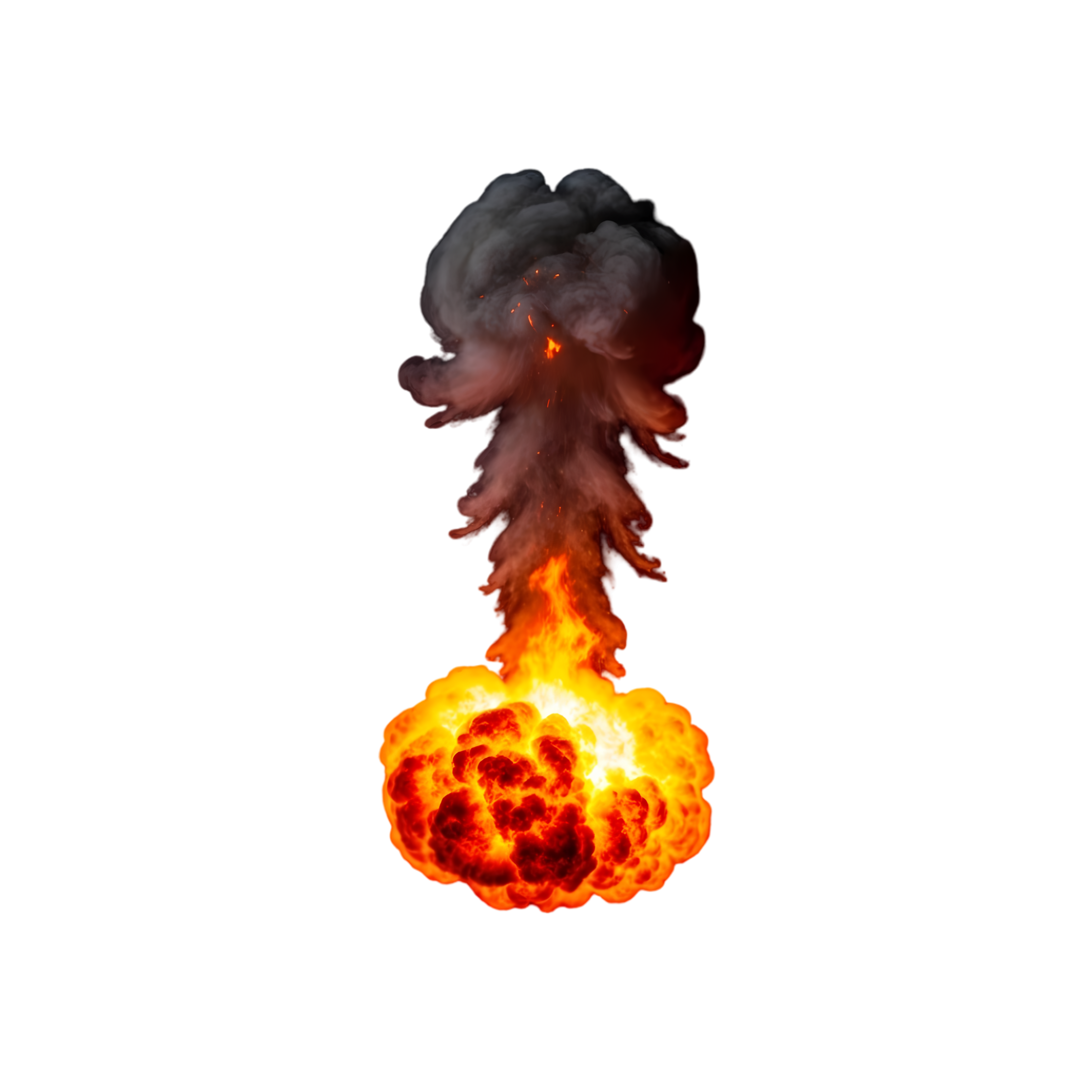 small orange explosion cloud with rising smoke