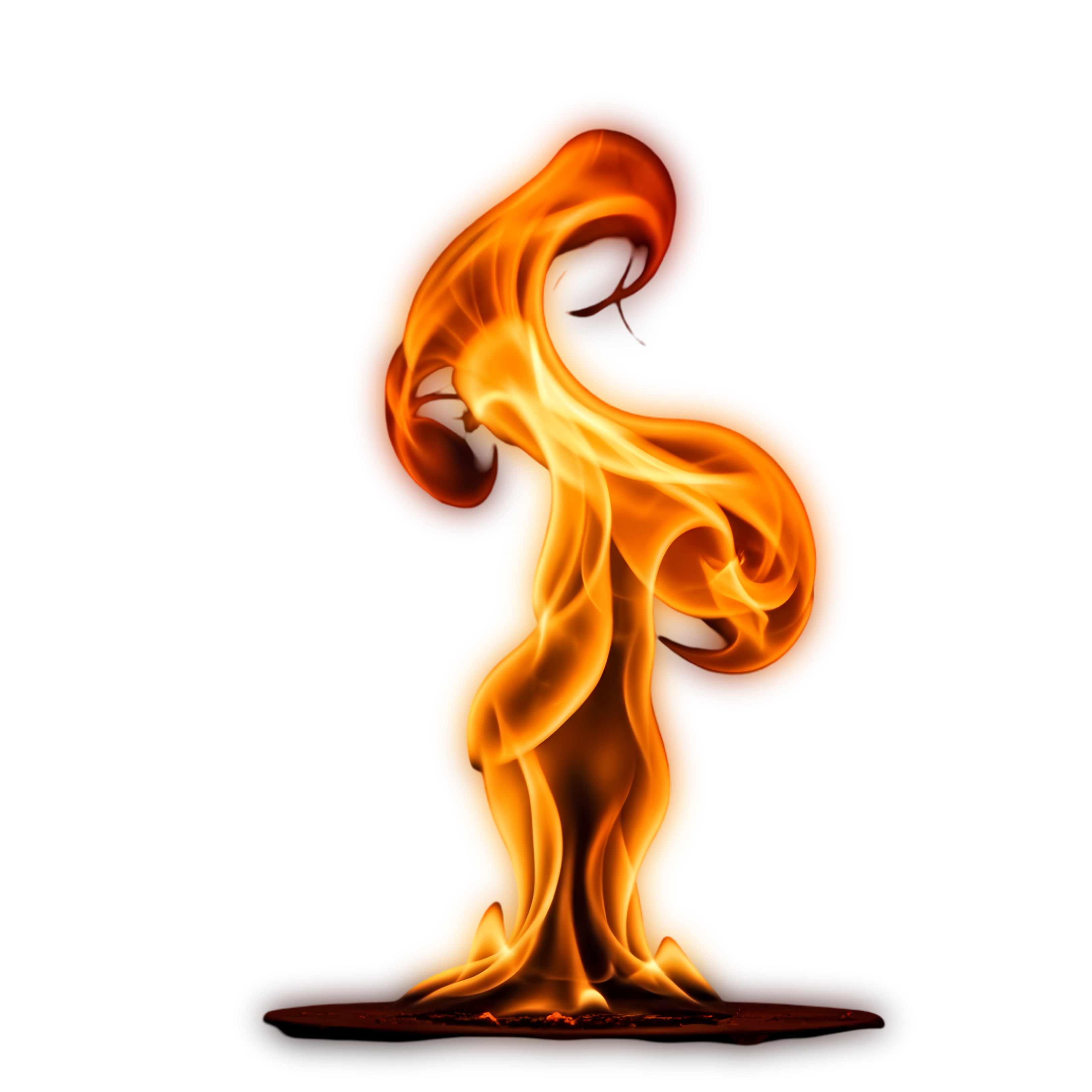 soft swirling orange flame rising in light airy motion