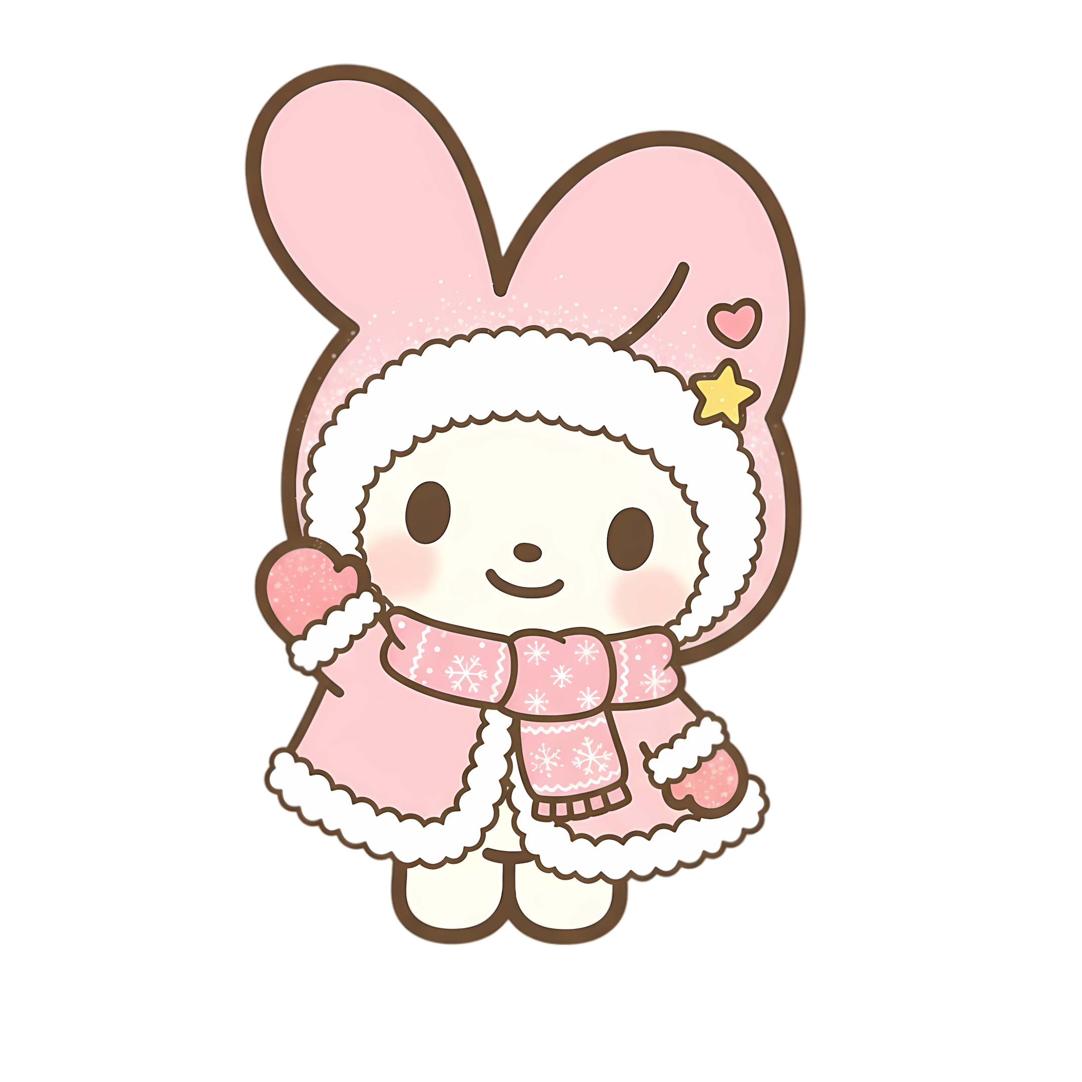 sweet soft bunny character dressed in gentle winter theme
