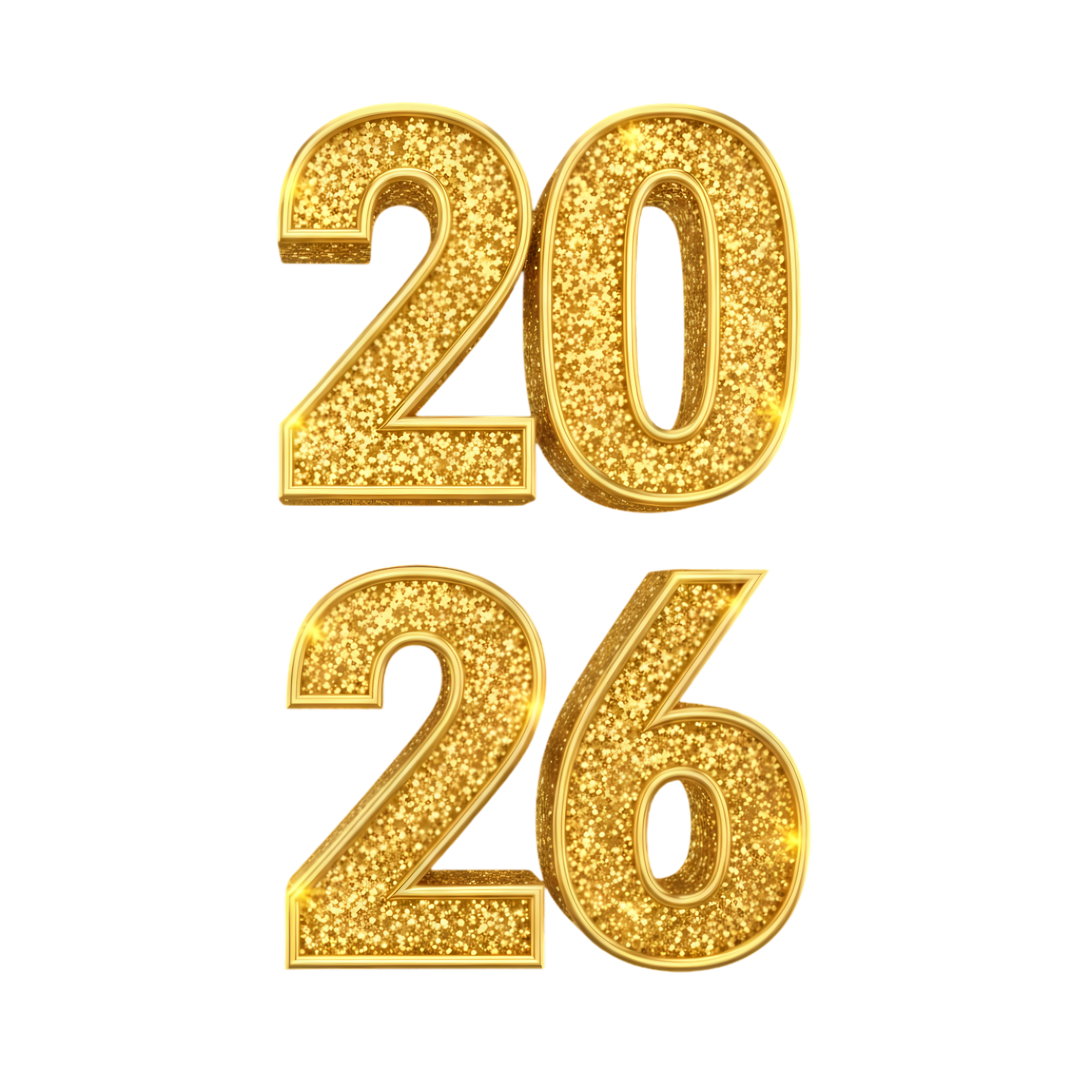 vertical 3d gold 2026 glitter typography