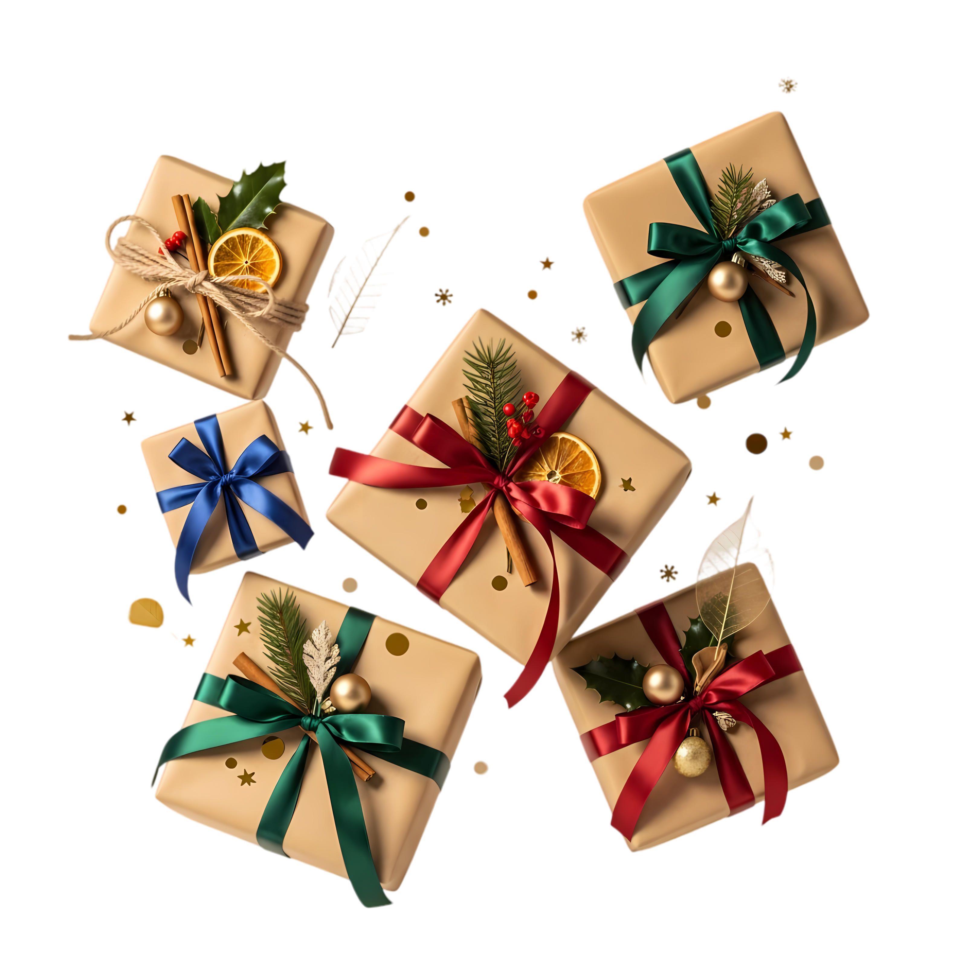 warm kraft paper christmas gift parcels set