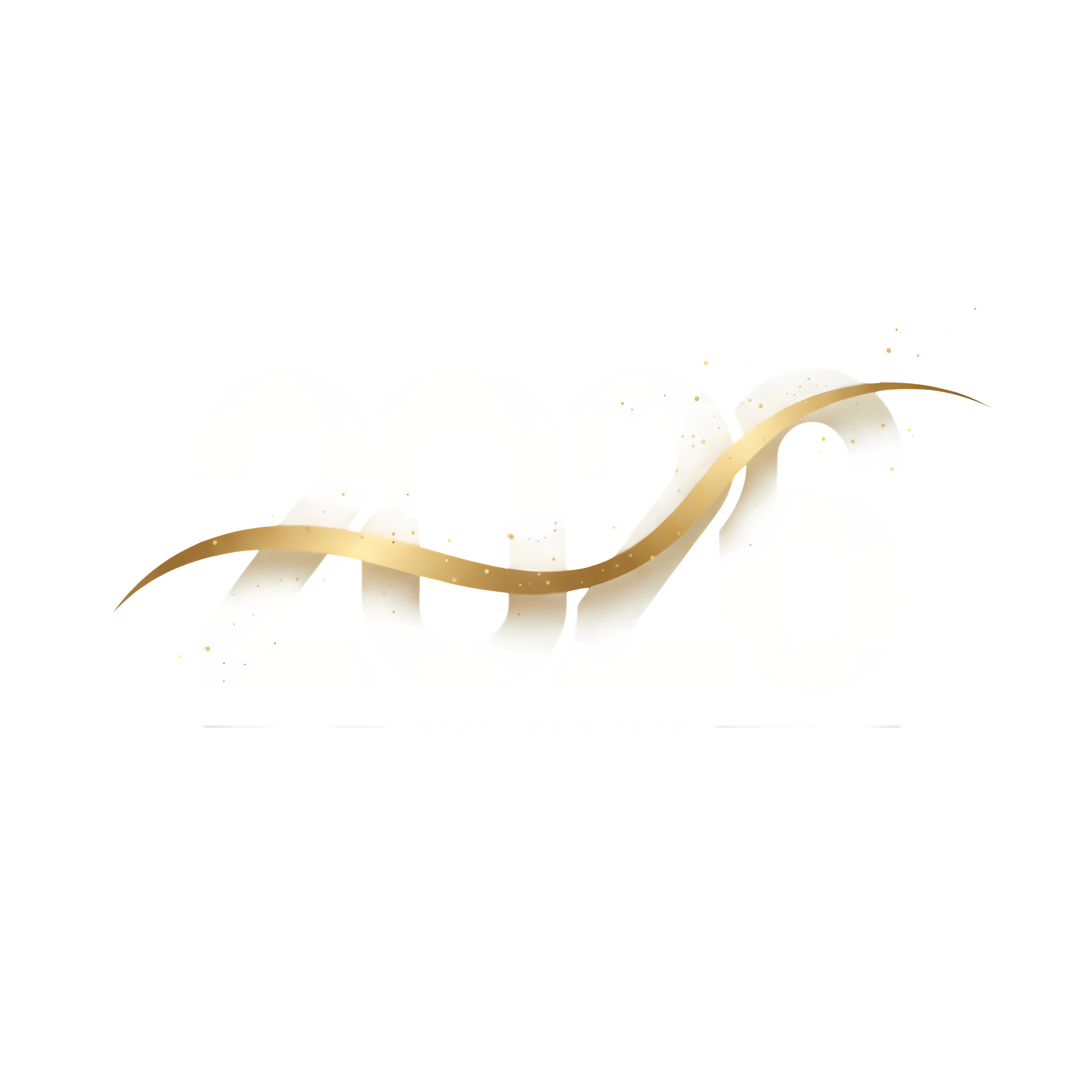 white 2026 with gold ribbon sparkle