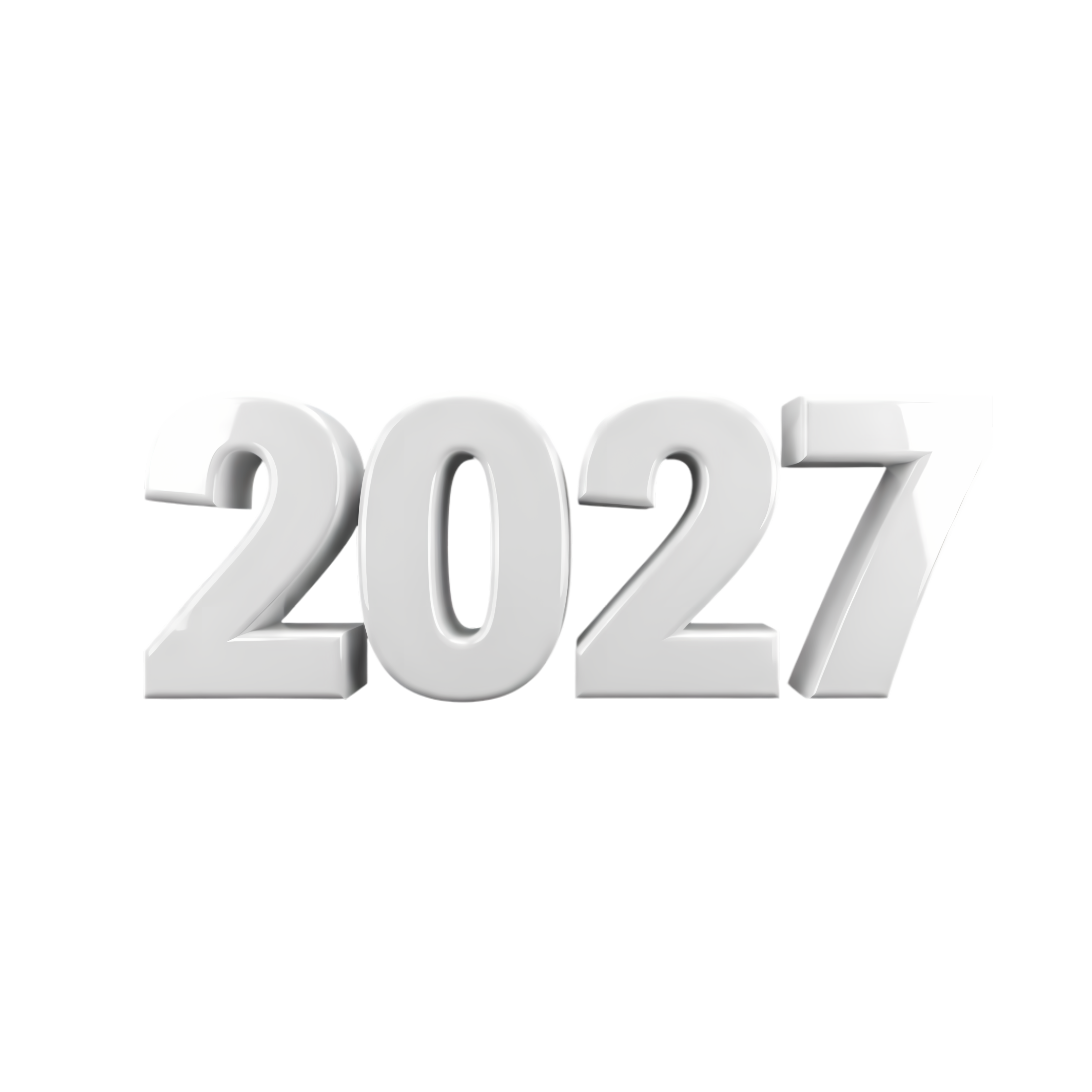 white glossy 3d 2027 numbers