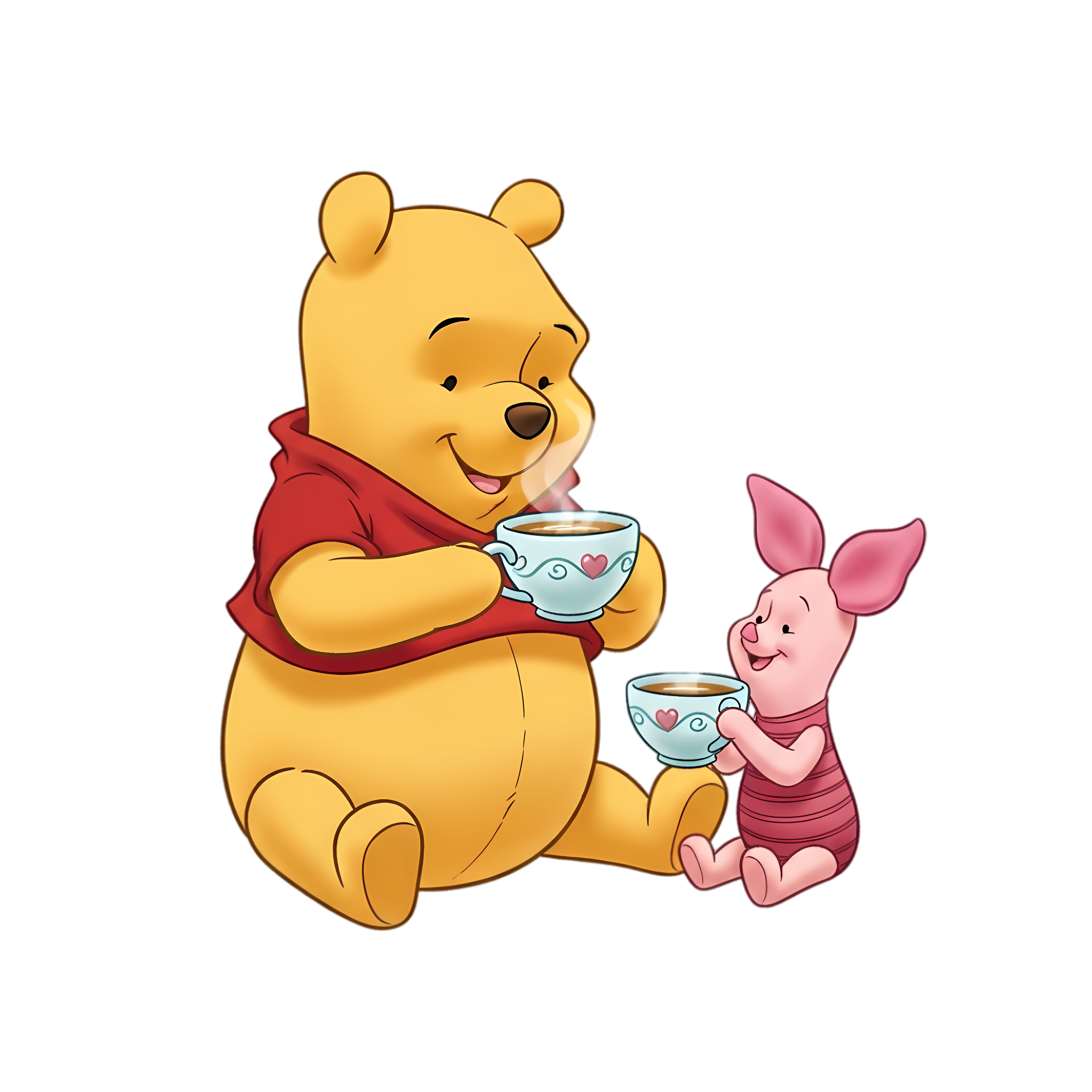 winnie the pooh and piglet sharing tea cups