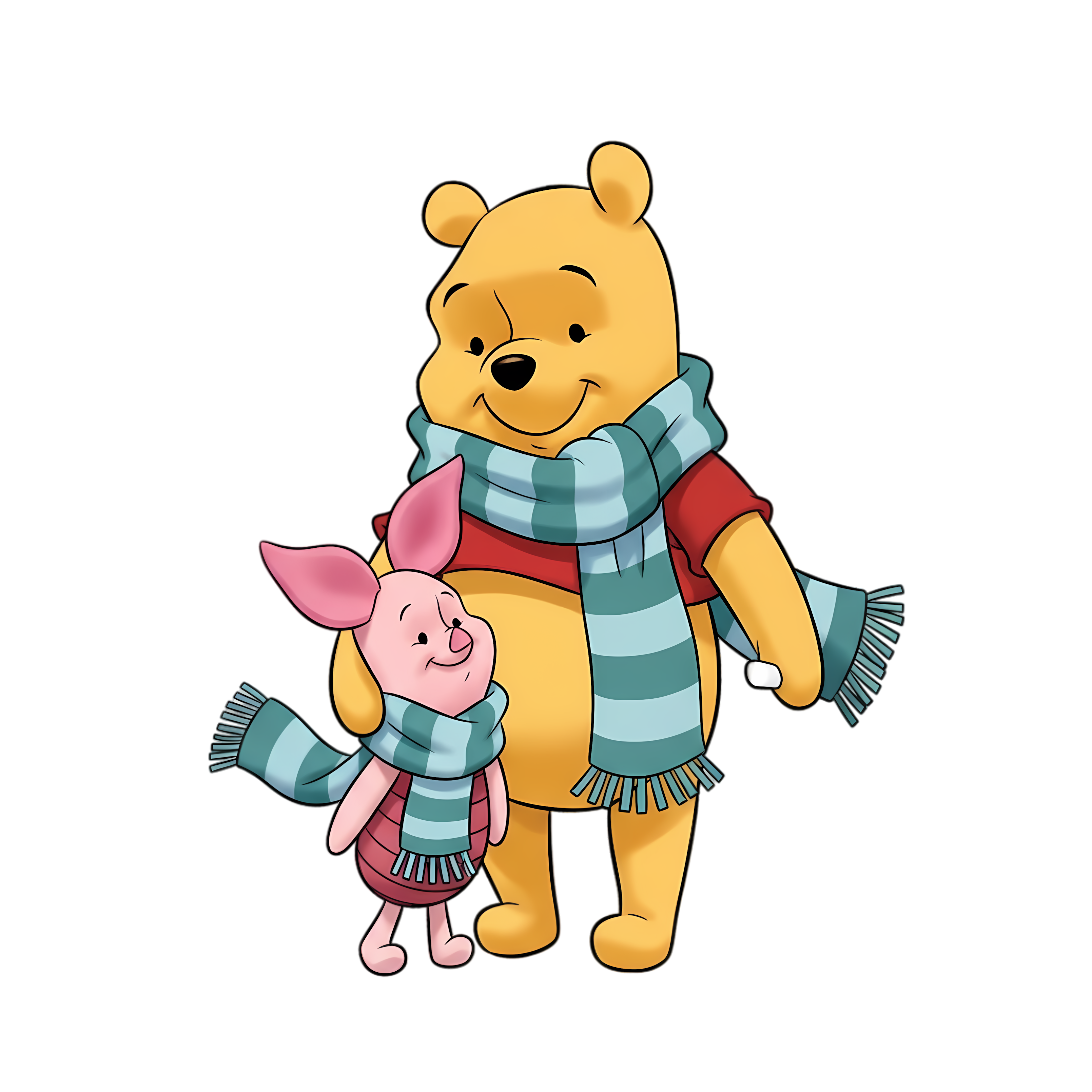winnie the pooh and piglet wearing scarves