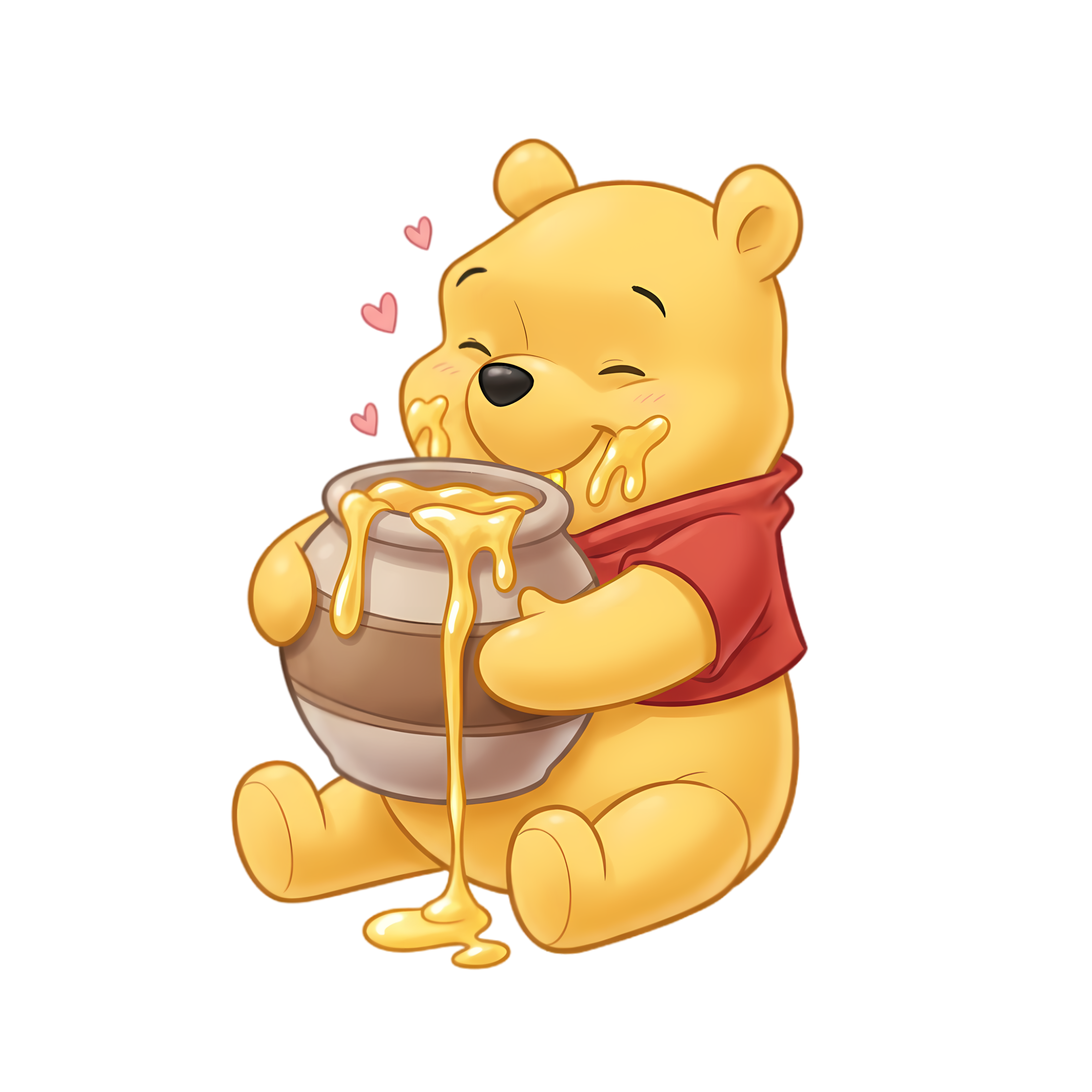 winnie the pooh eating honey directly from the jar