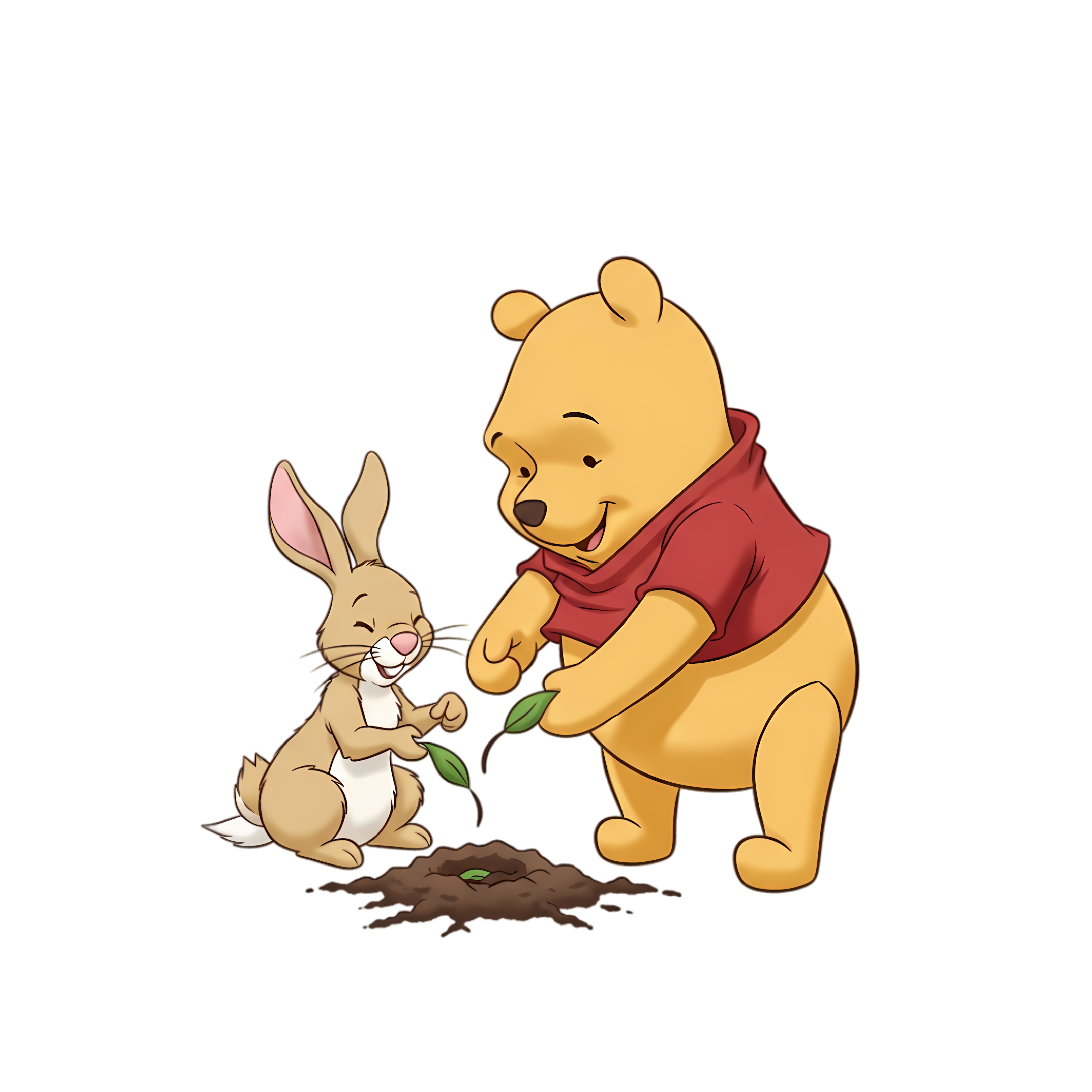 winnie the pooh helping rabbit plant seeds