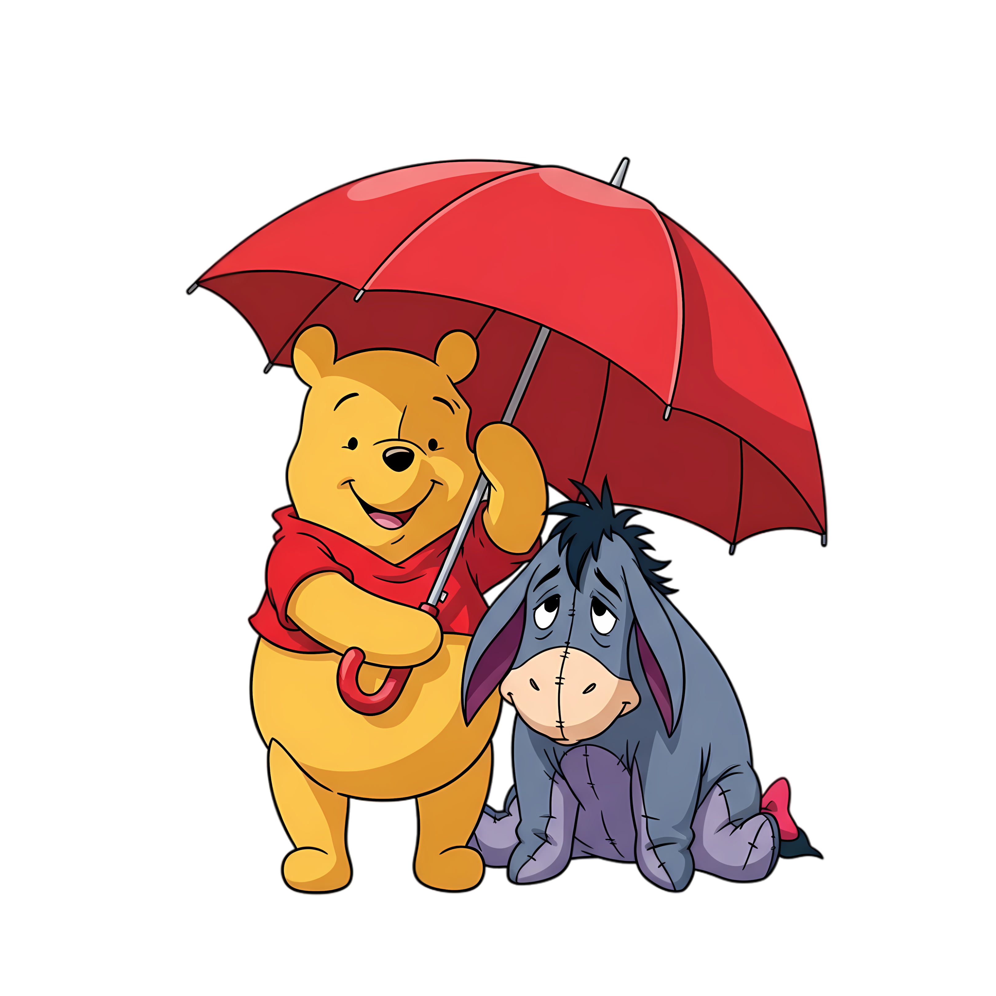 winnie the pooh holding umbrella with eeyore